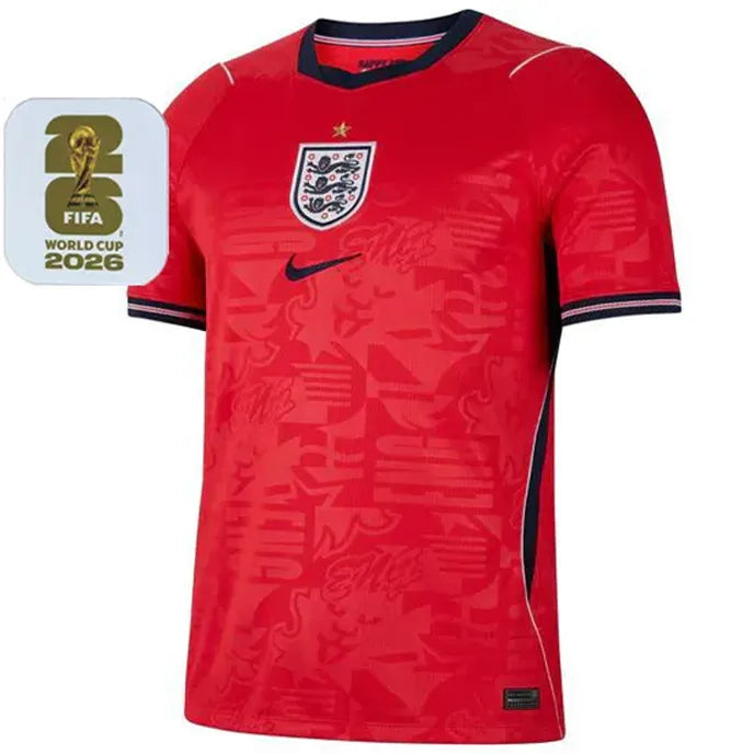 2026/27 England 1:1 Quality Away Red Fans Soccer Jersey (Have Right Patch 有右臂章 白底金字） Front