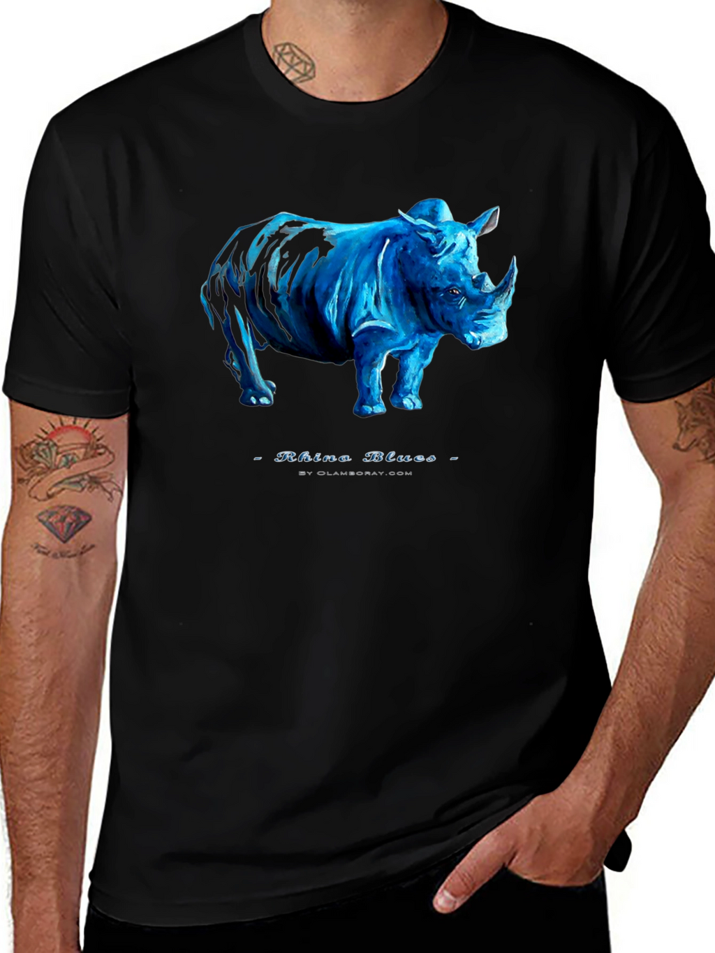 Rhino Blues Black T-Shirt - Unique Graphic Tee