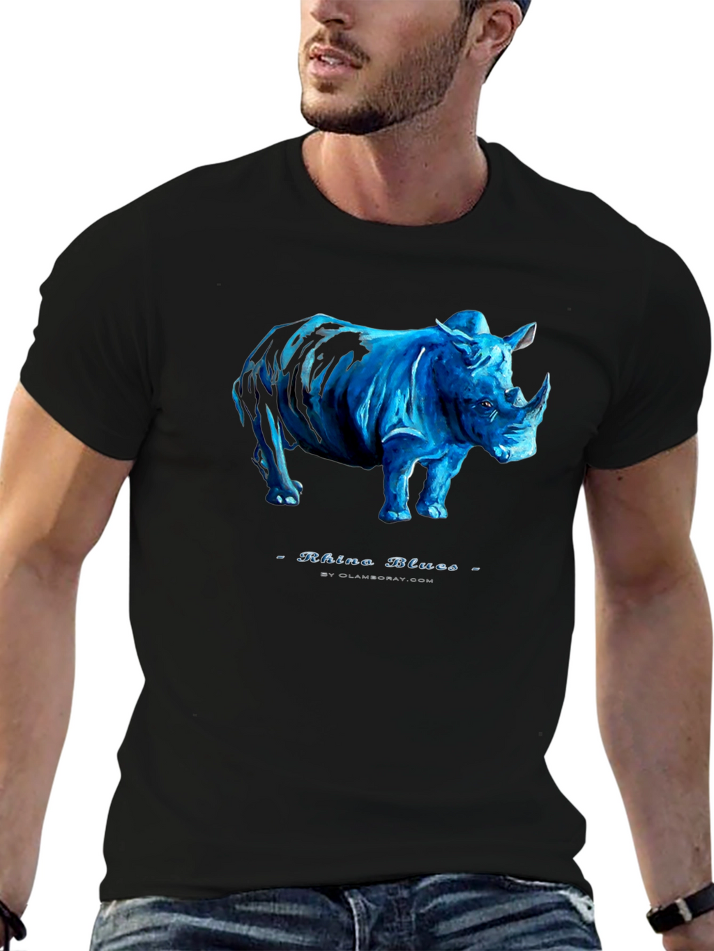 Rhino Blues Black T-Shirt - Unique Graphic Tee