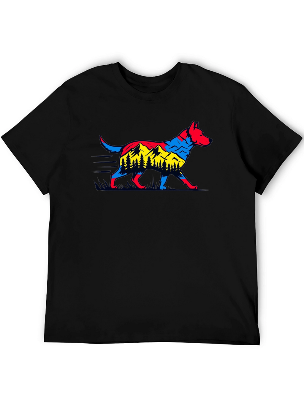 Dog & Mountain Graphic Black T-Shirt