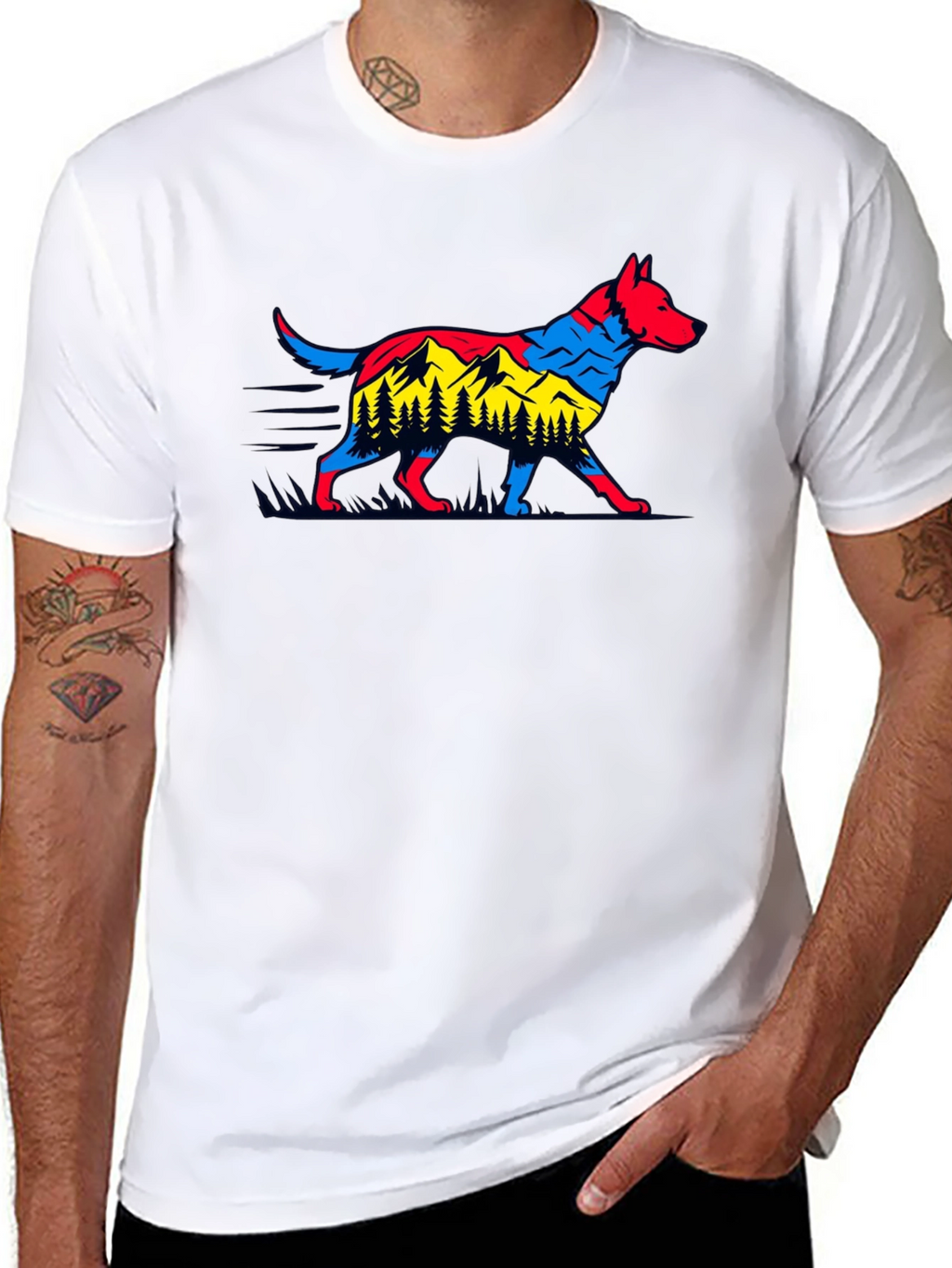 Dog & Mountain Graphic Black T-Shirt