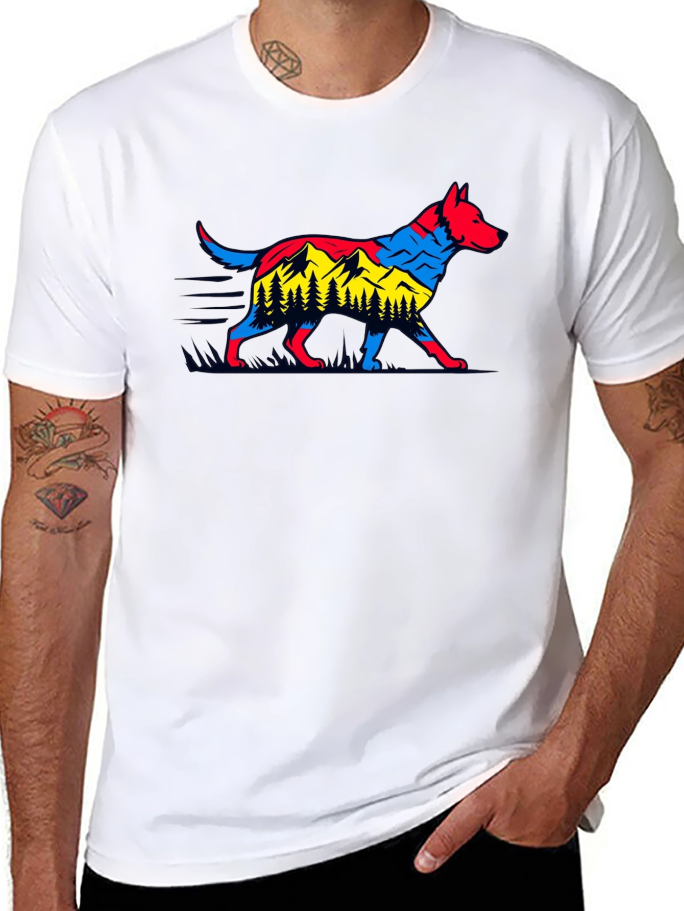 Dog & Mountain Graphic Black T-Shirt