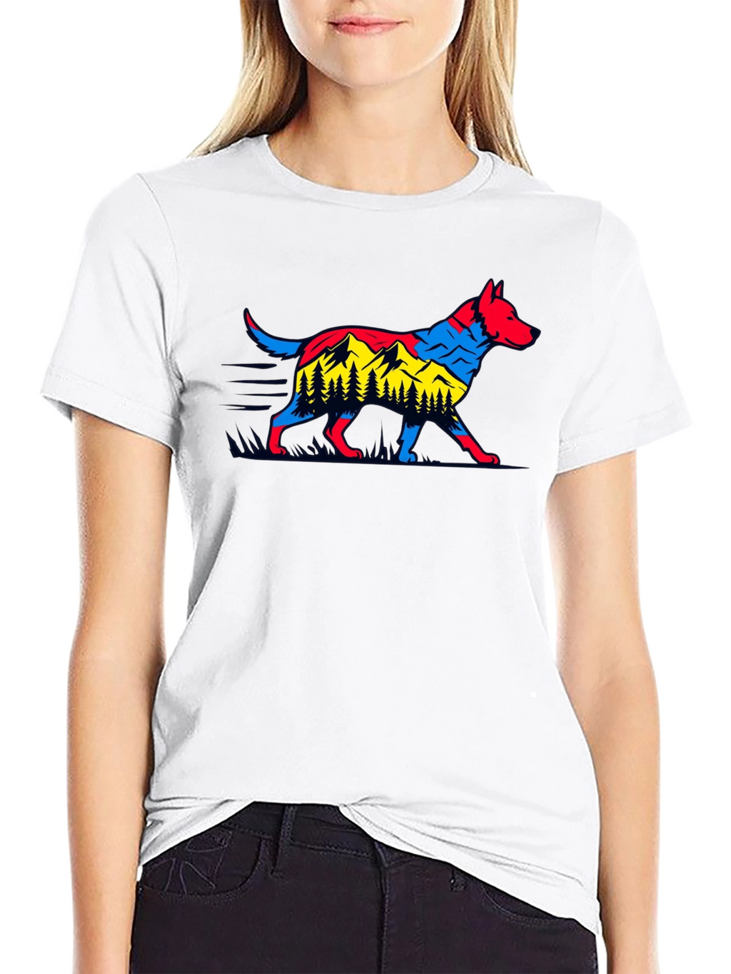 Dog & Mountain Graphic Black T-Shirt