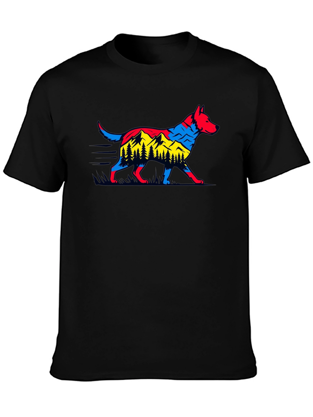 Dog & Mountain Graphic Black T-Shirt
