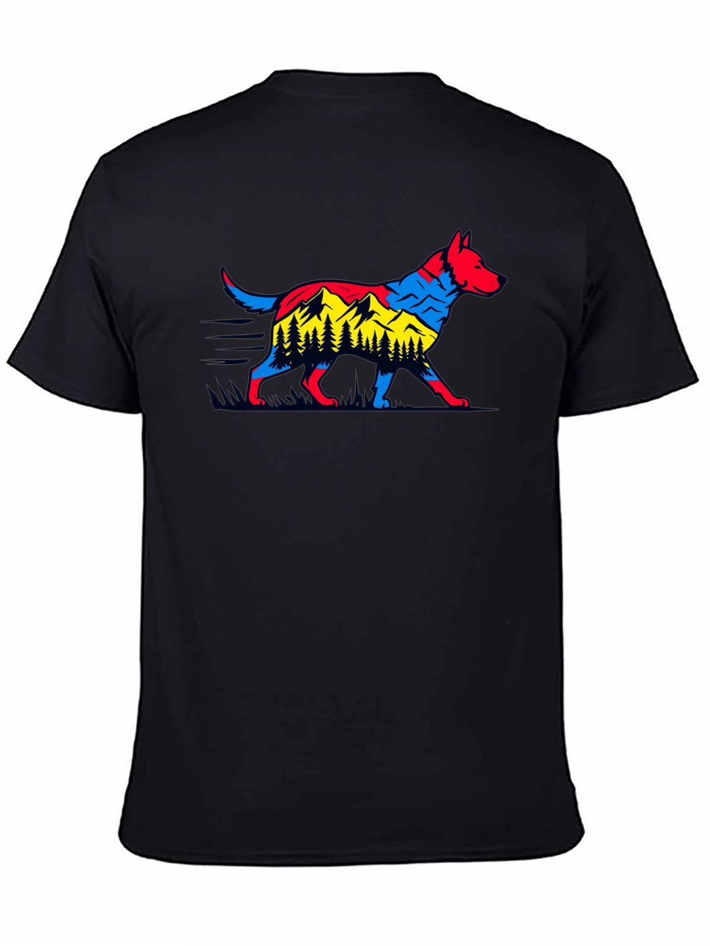 Dog & Mountain Graphic Black T-Shirt