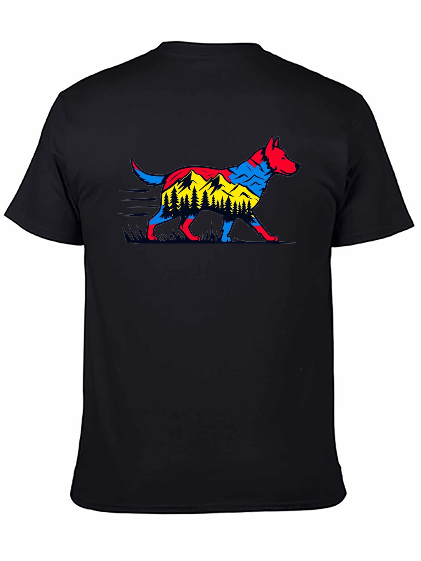 Dog & Mountain Graphic Black T-Shirt