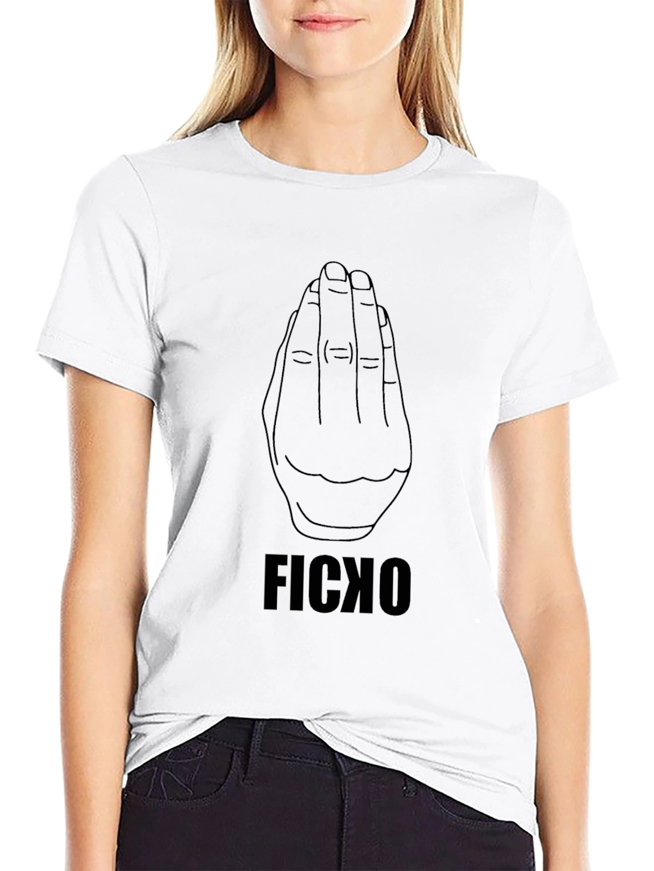 FICXO Hand Gesture Black T-Shirt