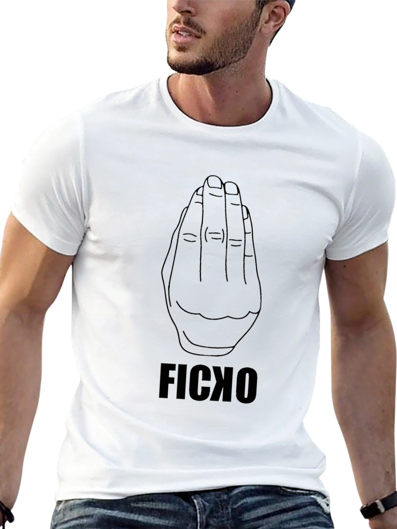 FICXO Hand Gesture Black T-Shirt