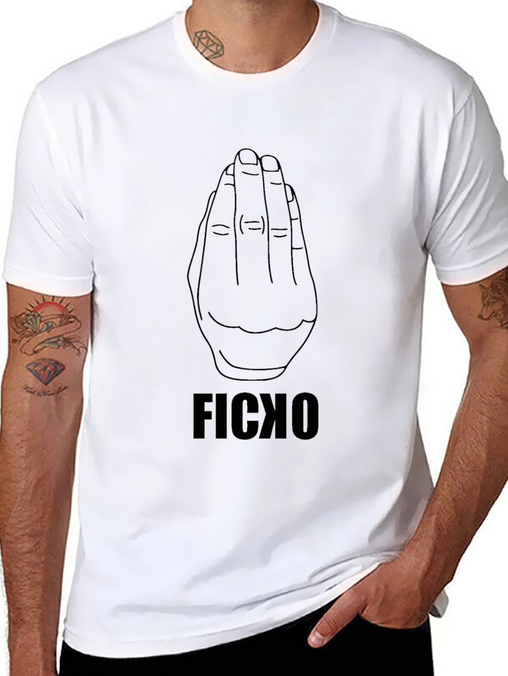 FICXO Hand Gesture Black T-Shirt