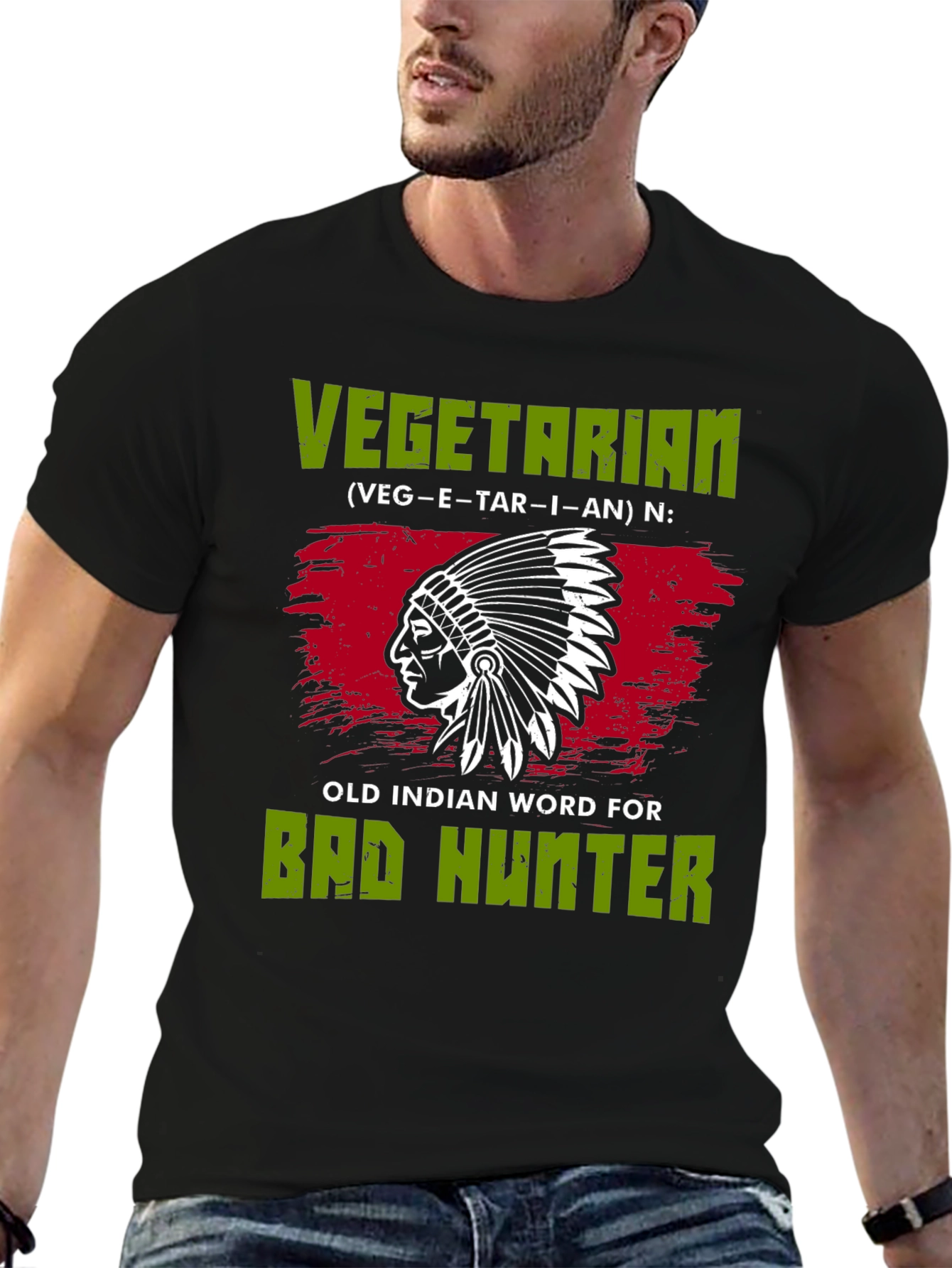 Vegetarian Bad Hunter T-Shirt Novelty Gift