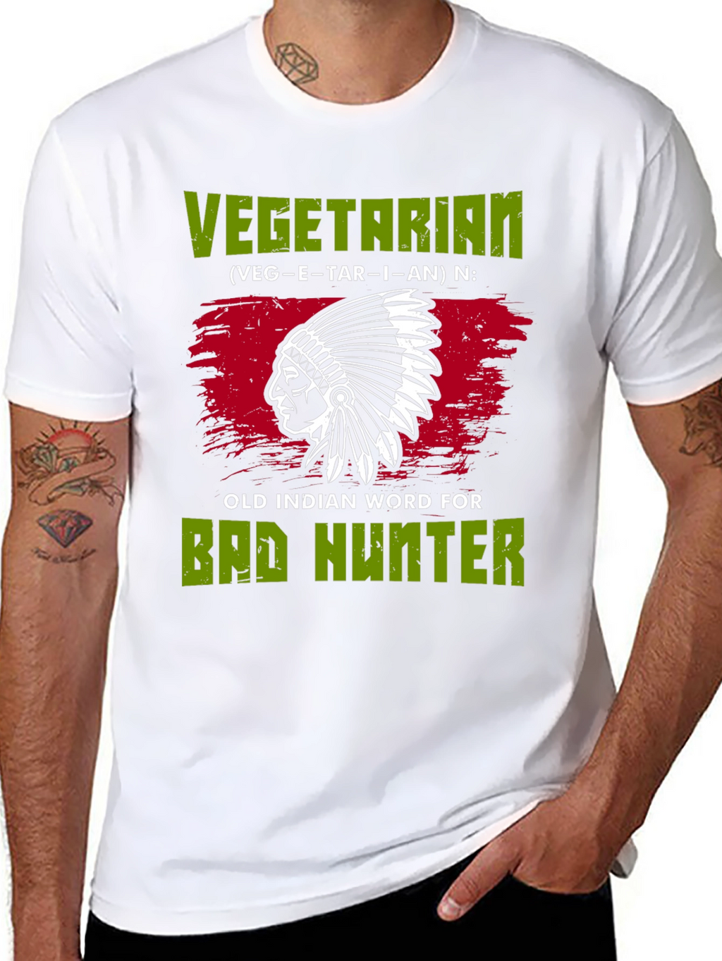 Vegetarian Bad Hunter T-Shirt Novelty Gift