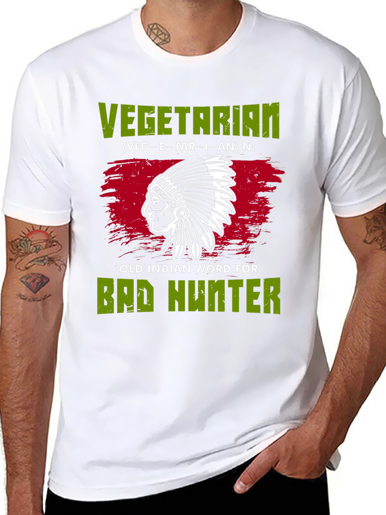 Vegetarian Bad Hunter T-Shirt Novelty Gift
