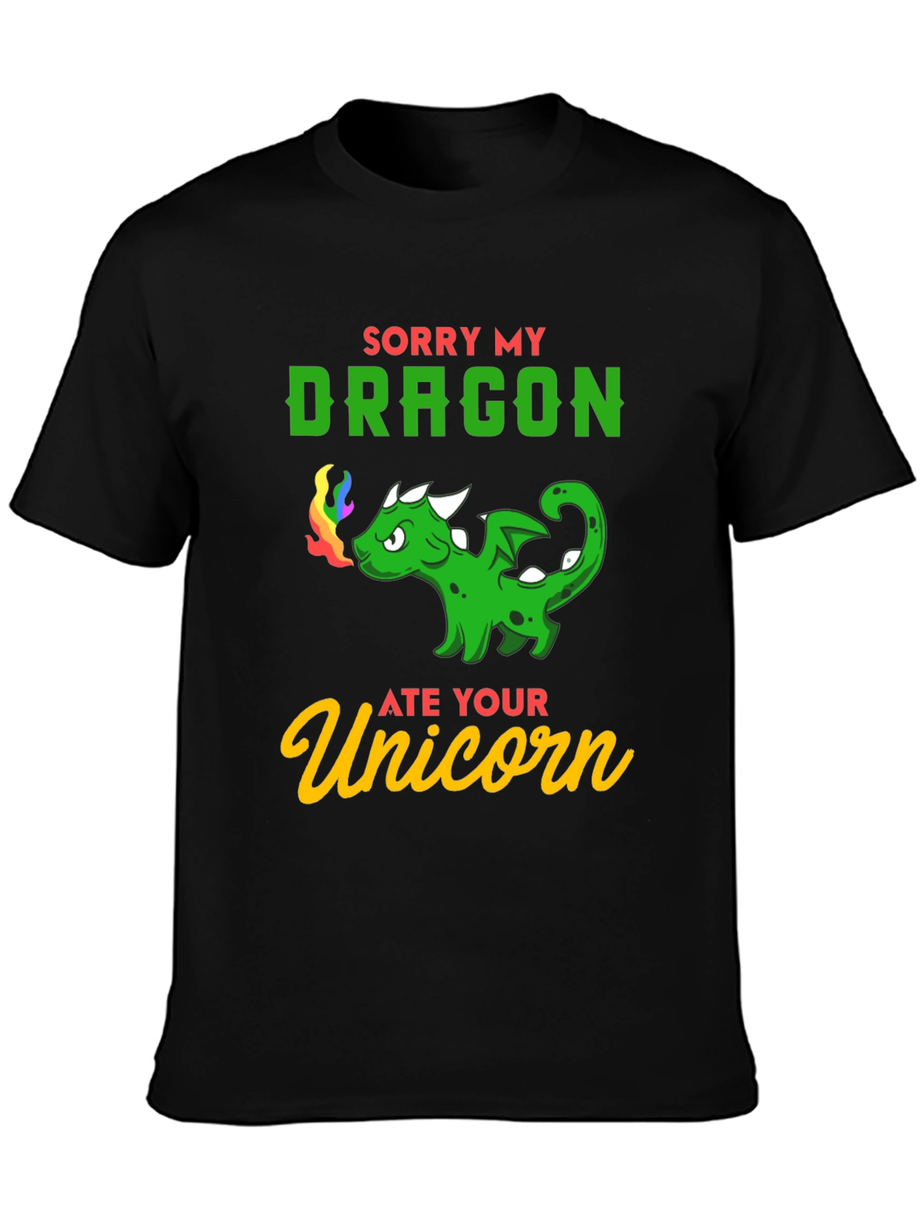 Sorry My Dragon Ate Your Unicorn T-Shirt - Black