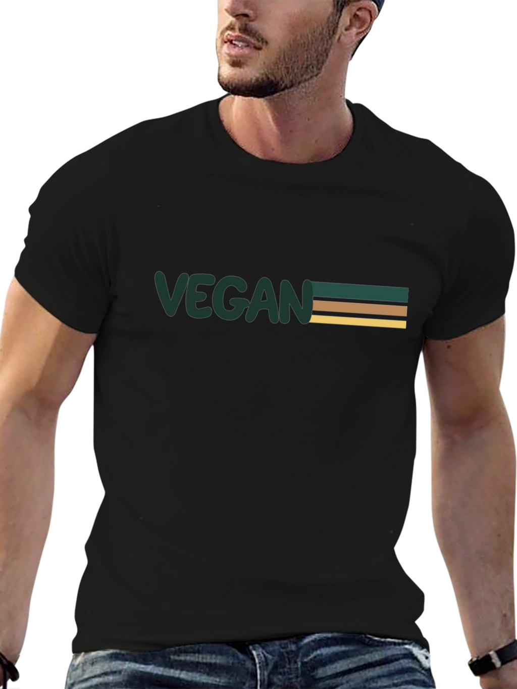 Vegan Striped Graphic Tee