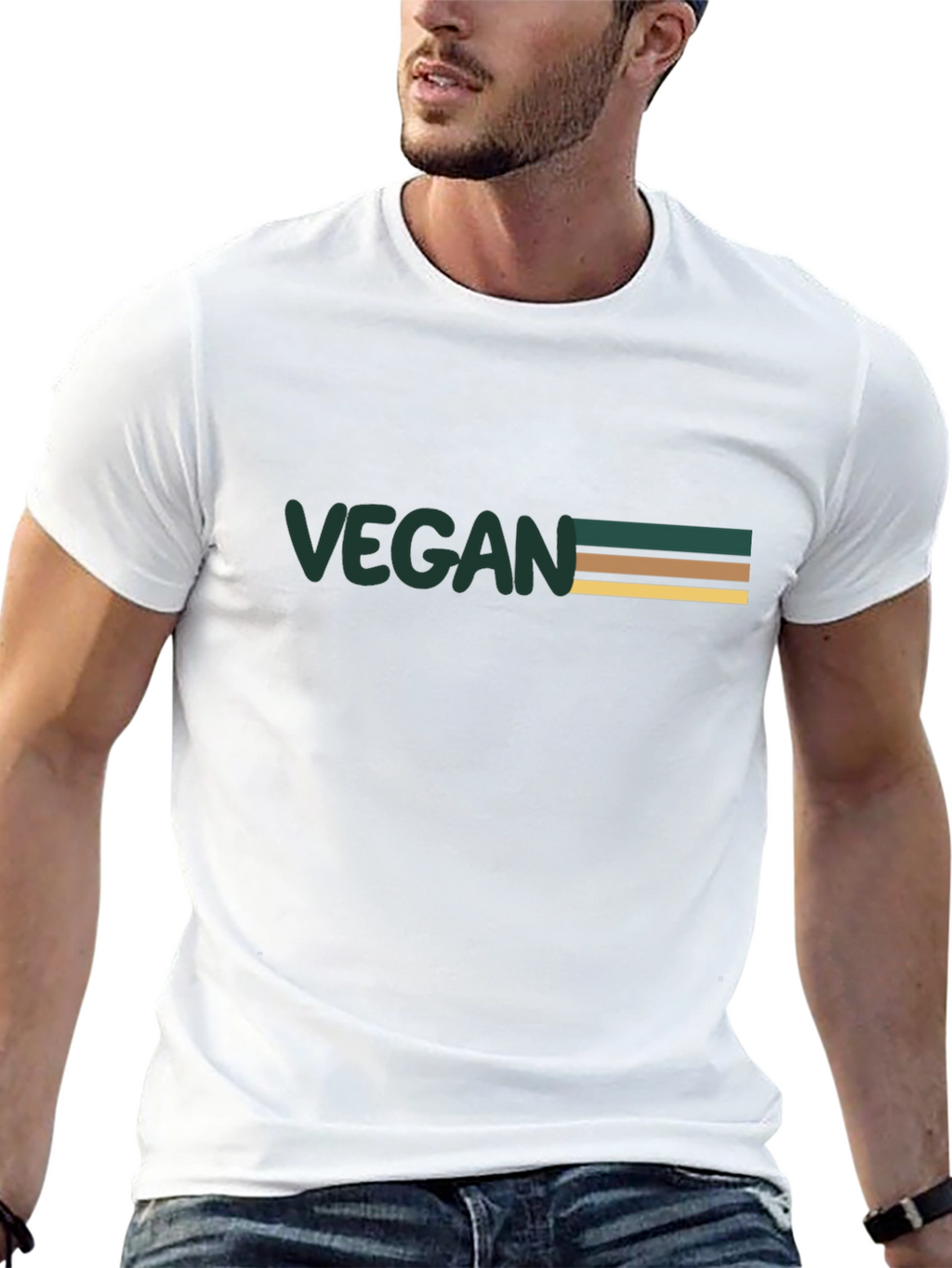 Vegan Striped Graphic Tee