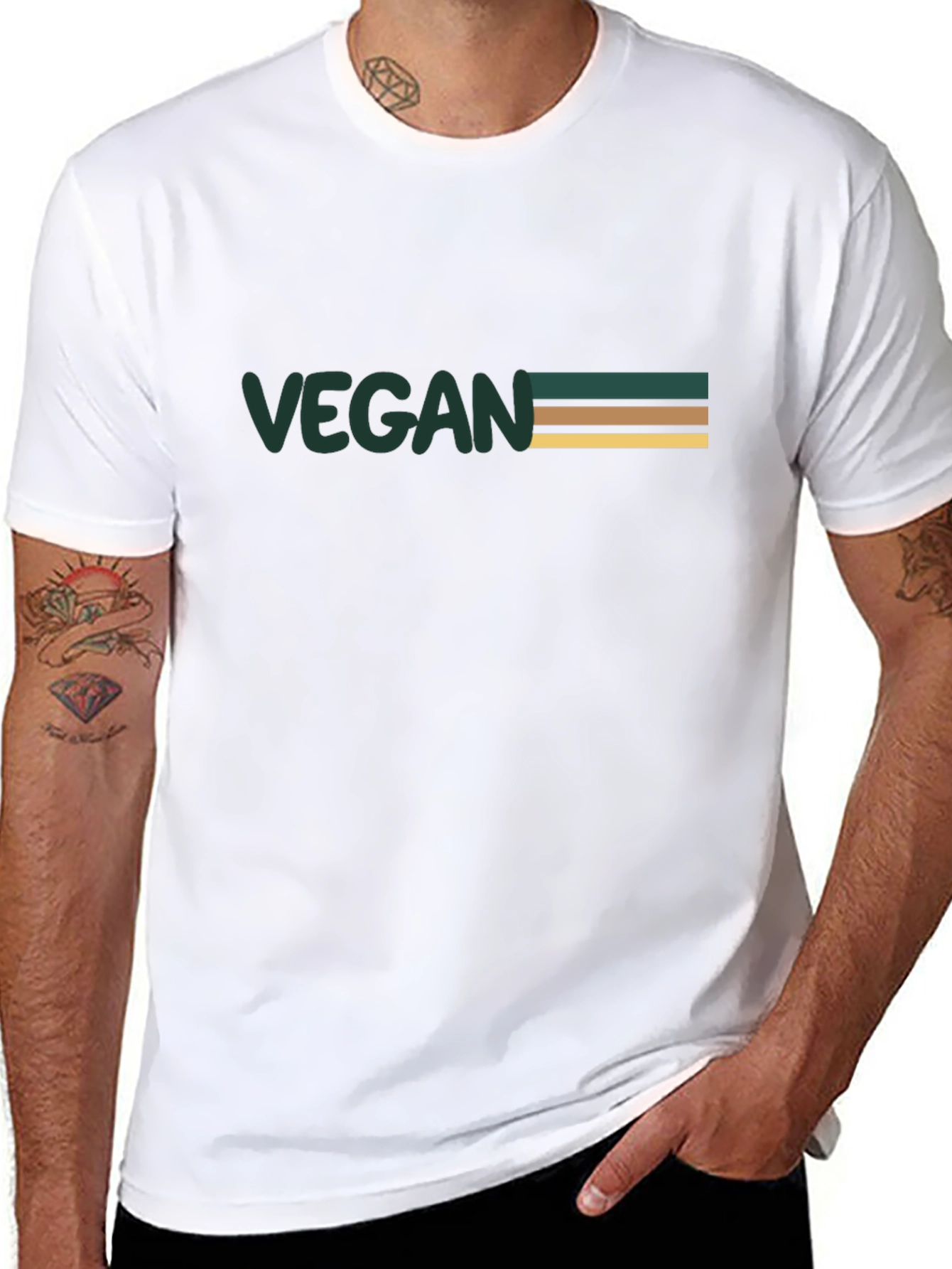 Vegan Striped Graphic Tee