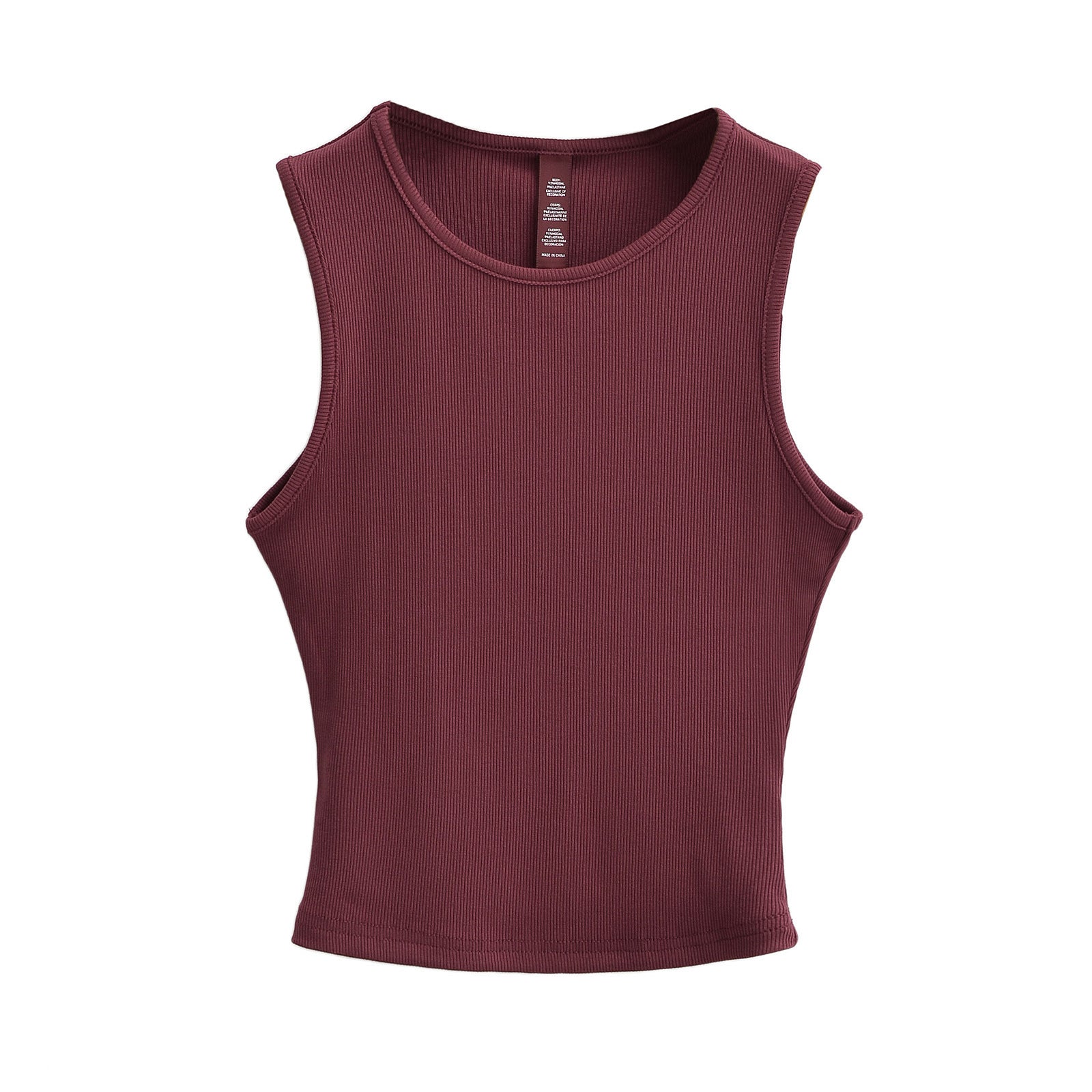 Sleeveless round neck cropped short vest