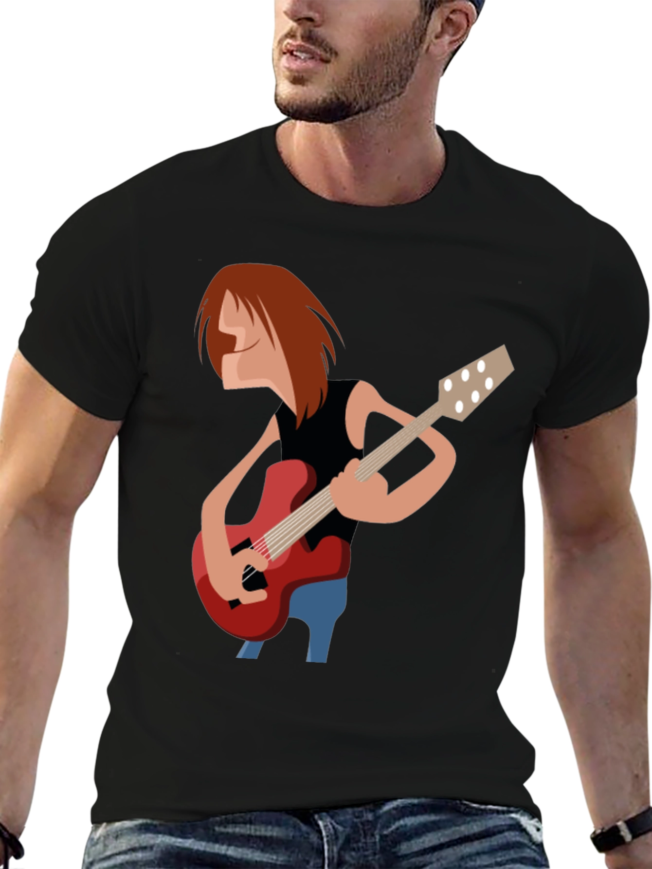 Guitar Player Graphic Tee - Black