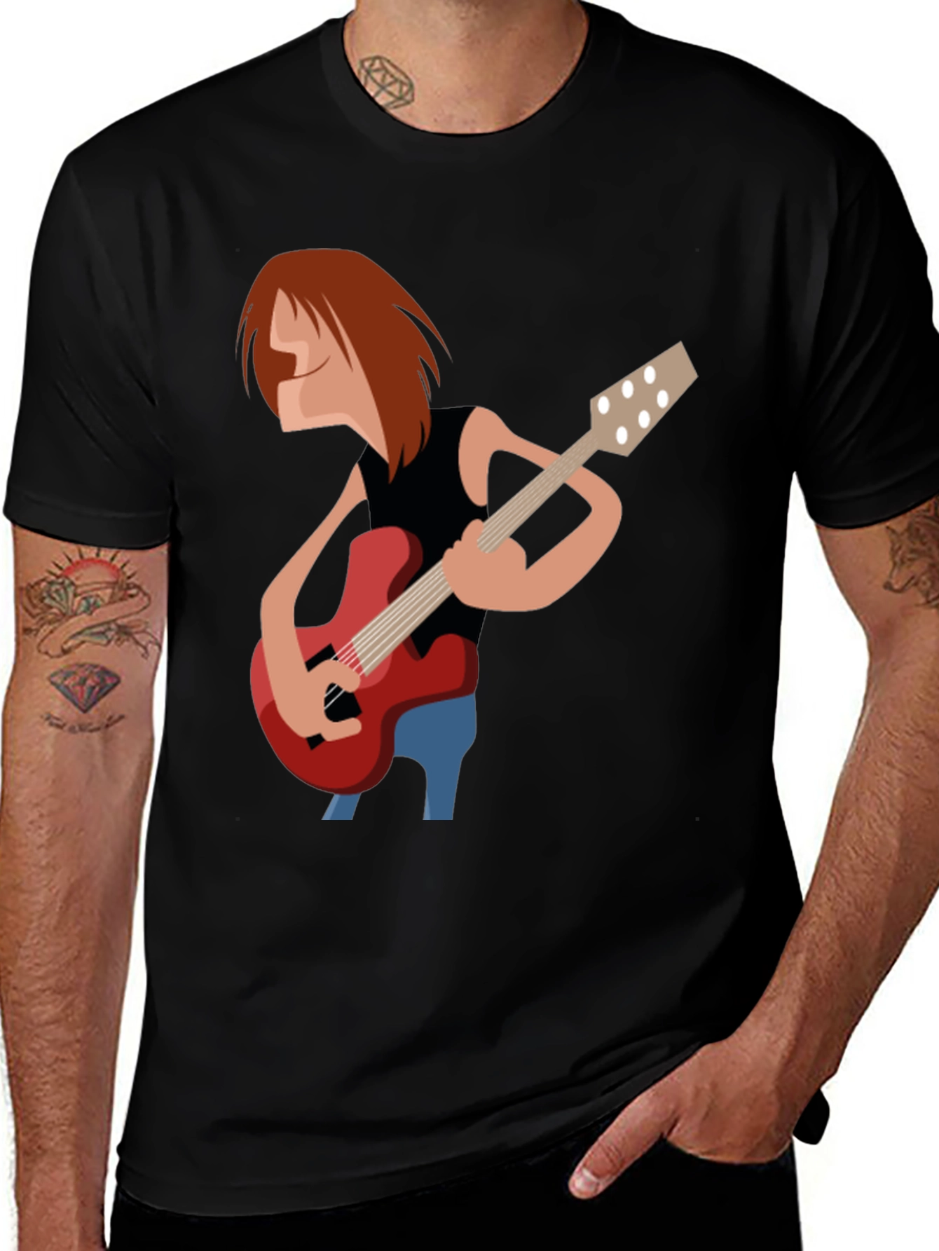 Guitar Player Graphic Tee - Black