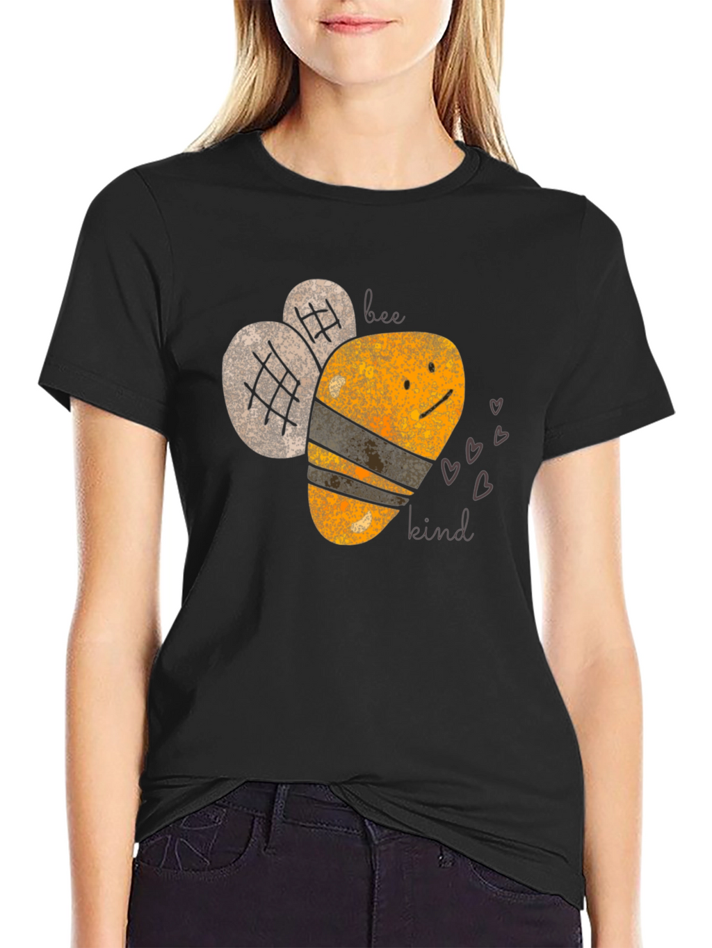 Bee Kind Graphic Tee - Black Cotton T-Shirt