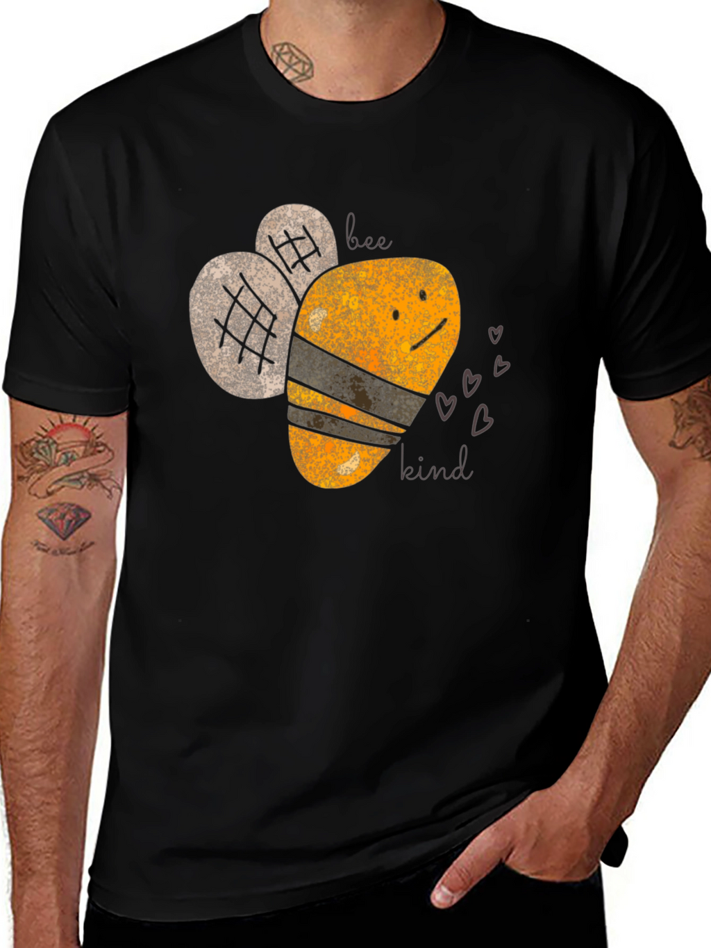 Bee Kind Graphic Tee - Black Cotton T-Shirt