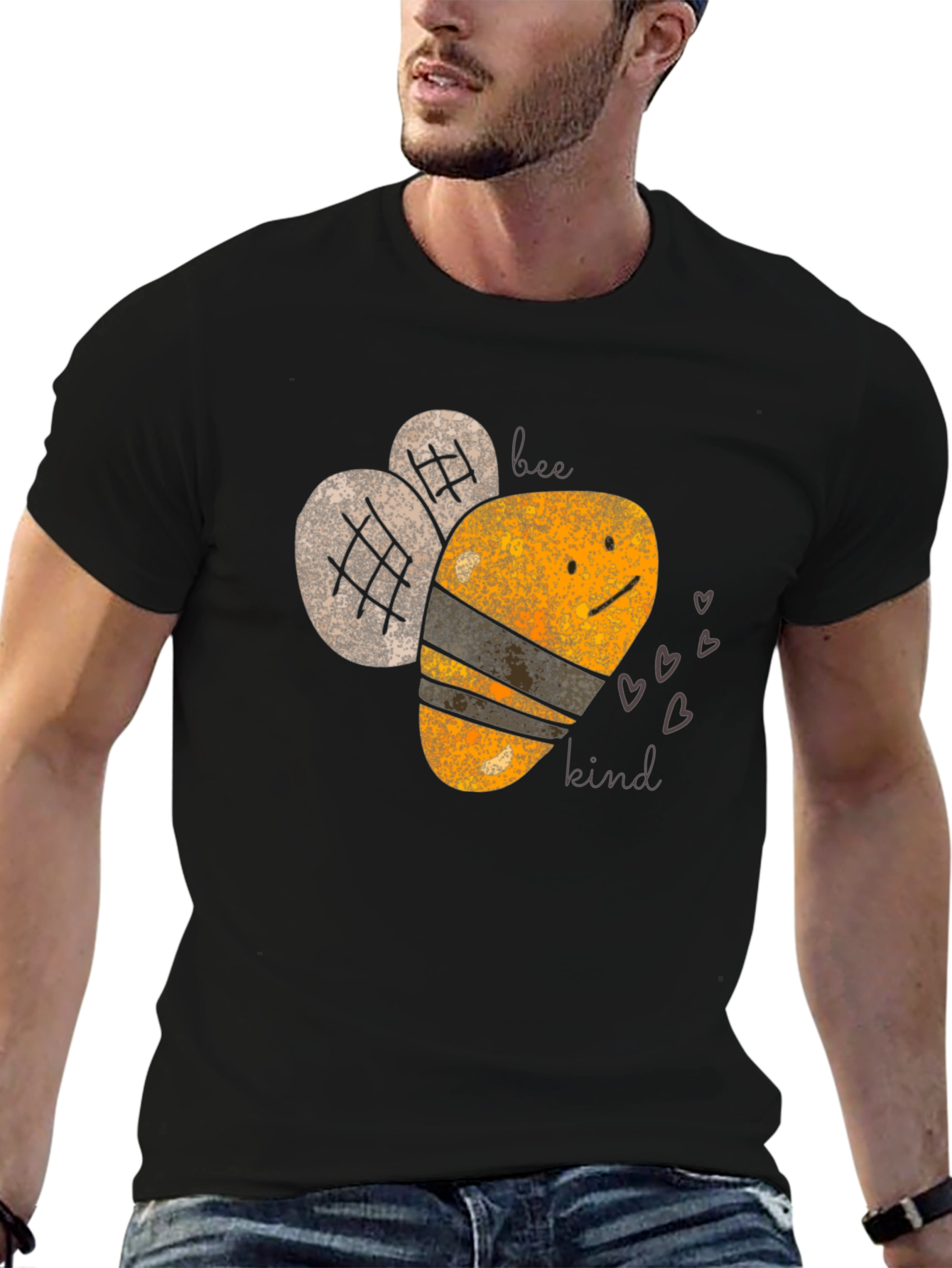 Bee Kind Graphic Tee - Black Cotton T-Shirt