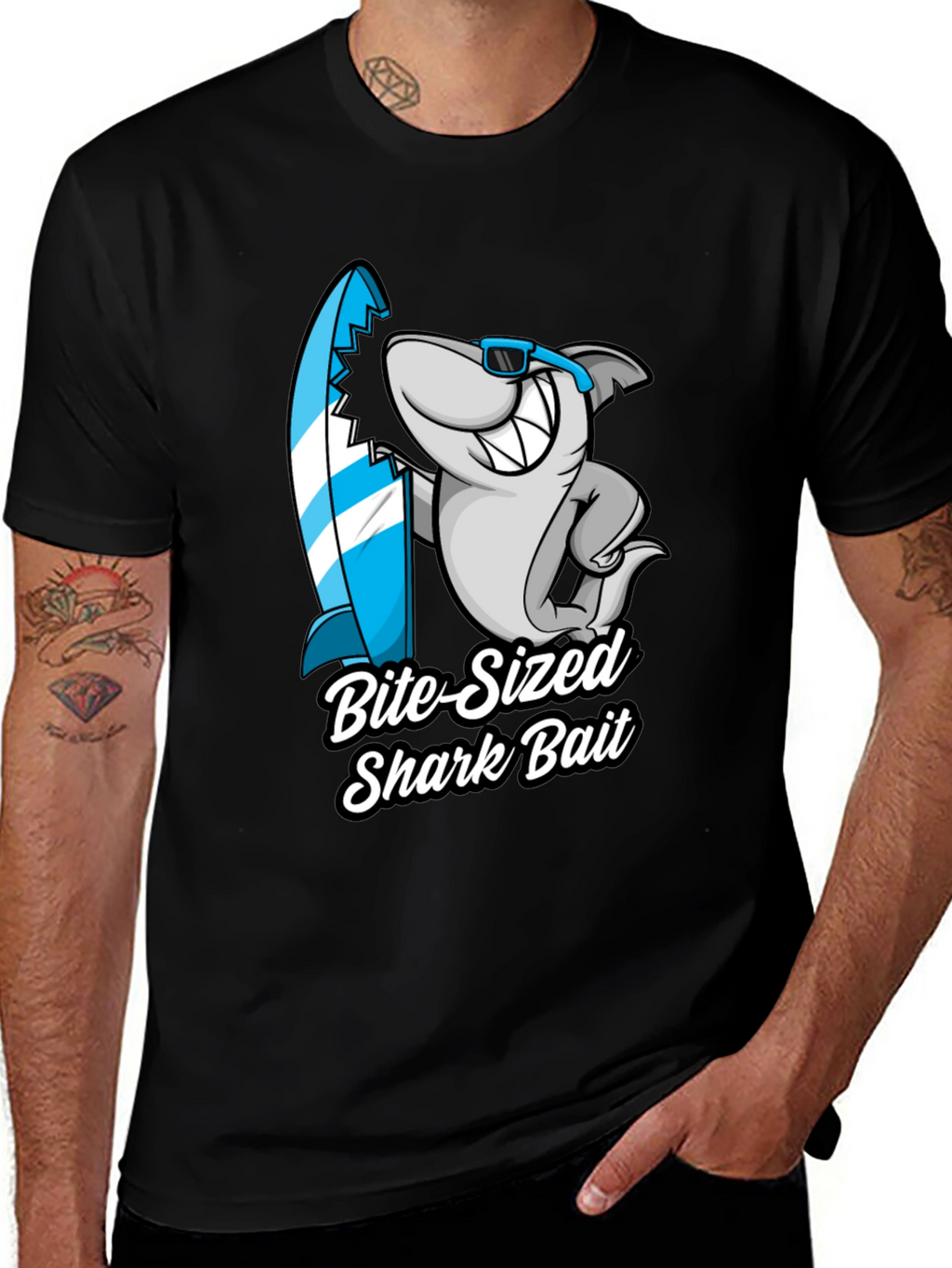 Bite-Sized Shark Bait Black T-Shirt