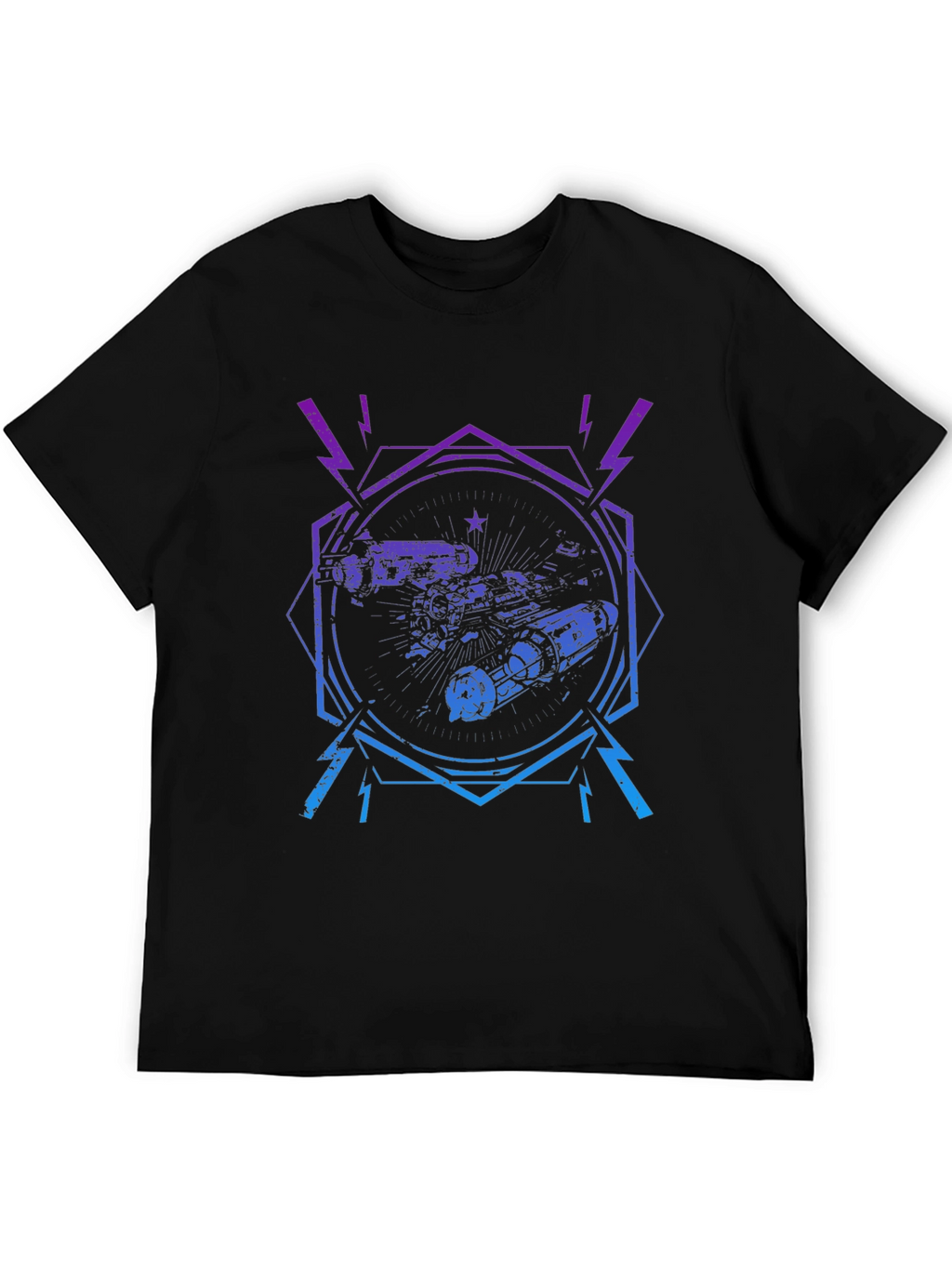 Retro Spacecraft Graphic Tee - Black