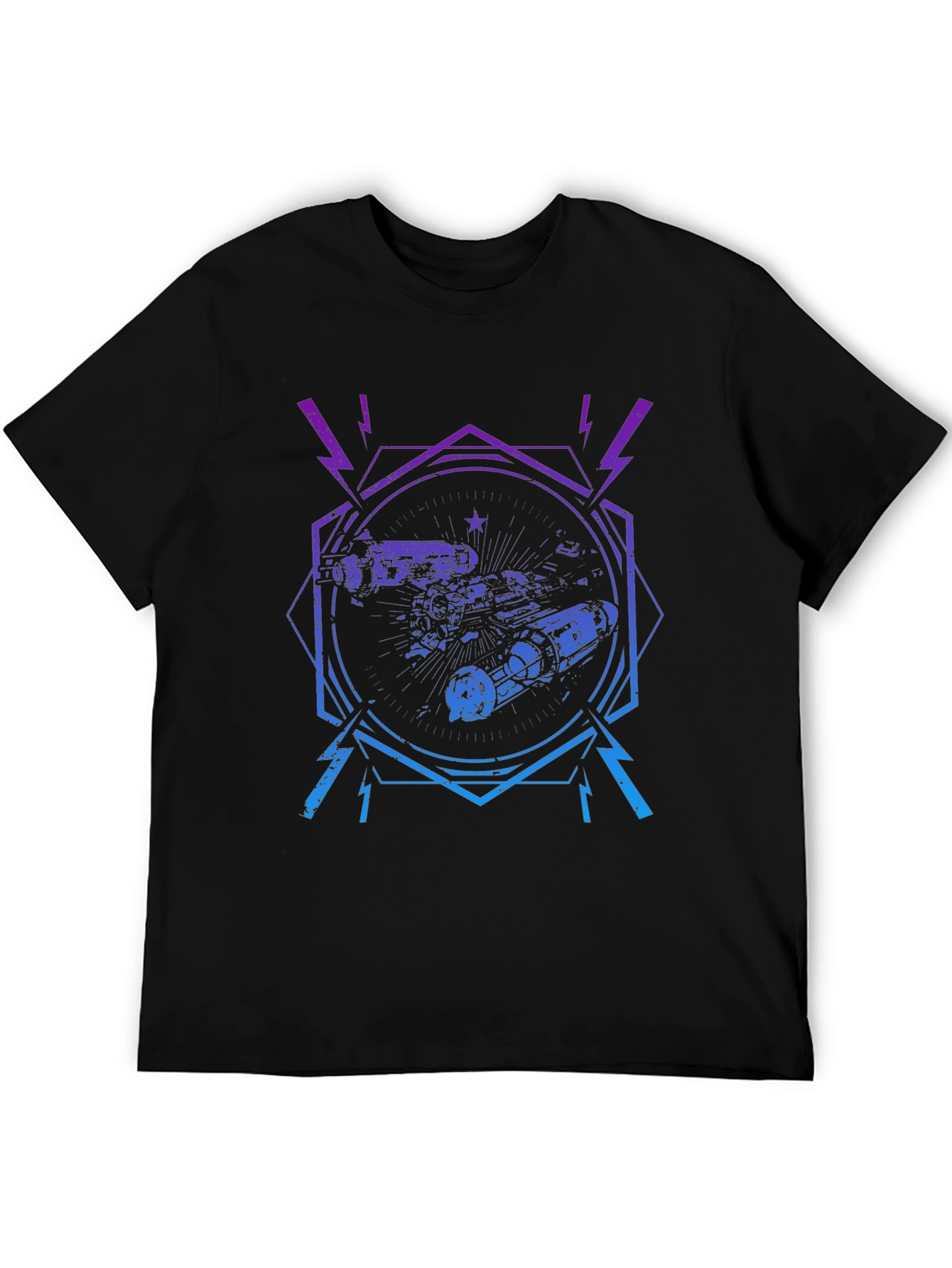 Retro Spacecraft Graphic Tee - Black