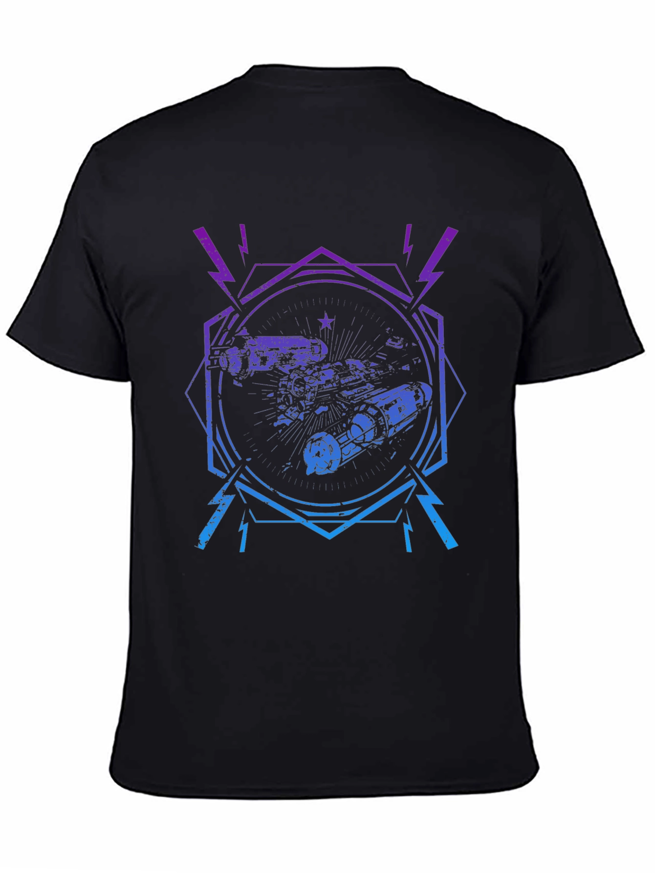 Retro Spacecraft Graphic Tee - Black