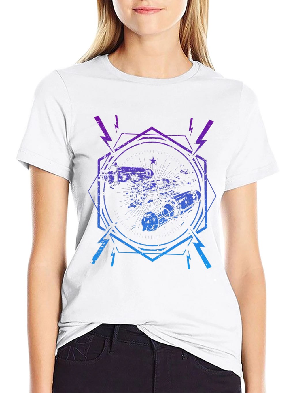 Retro Spacecraft Graphic Tee - Black