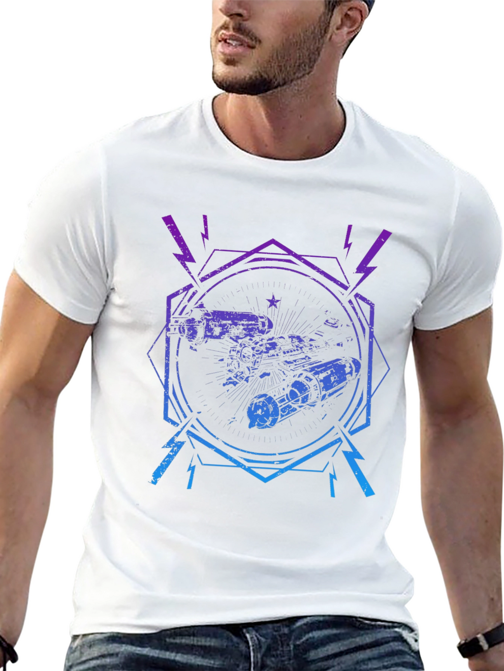 Retro Spacecraft Graphic Tee - Black
