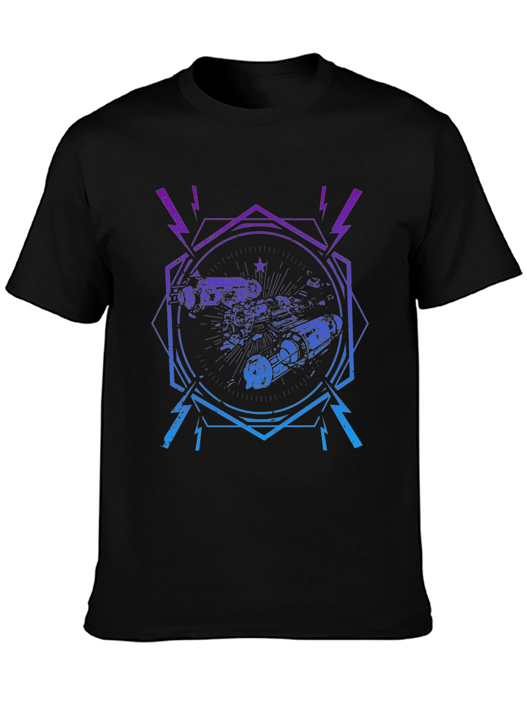 Retro Spacecraft Graphic Tee - Black