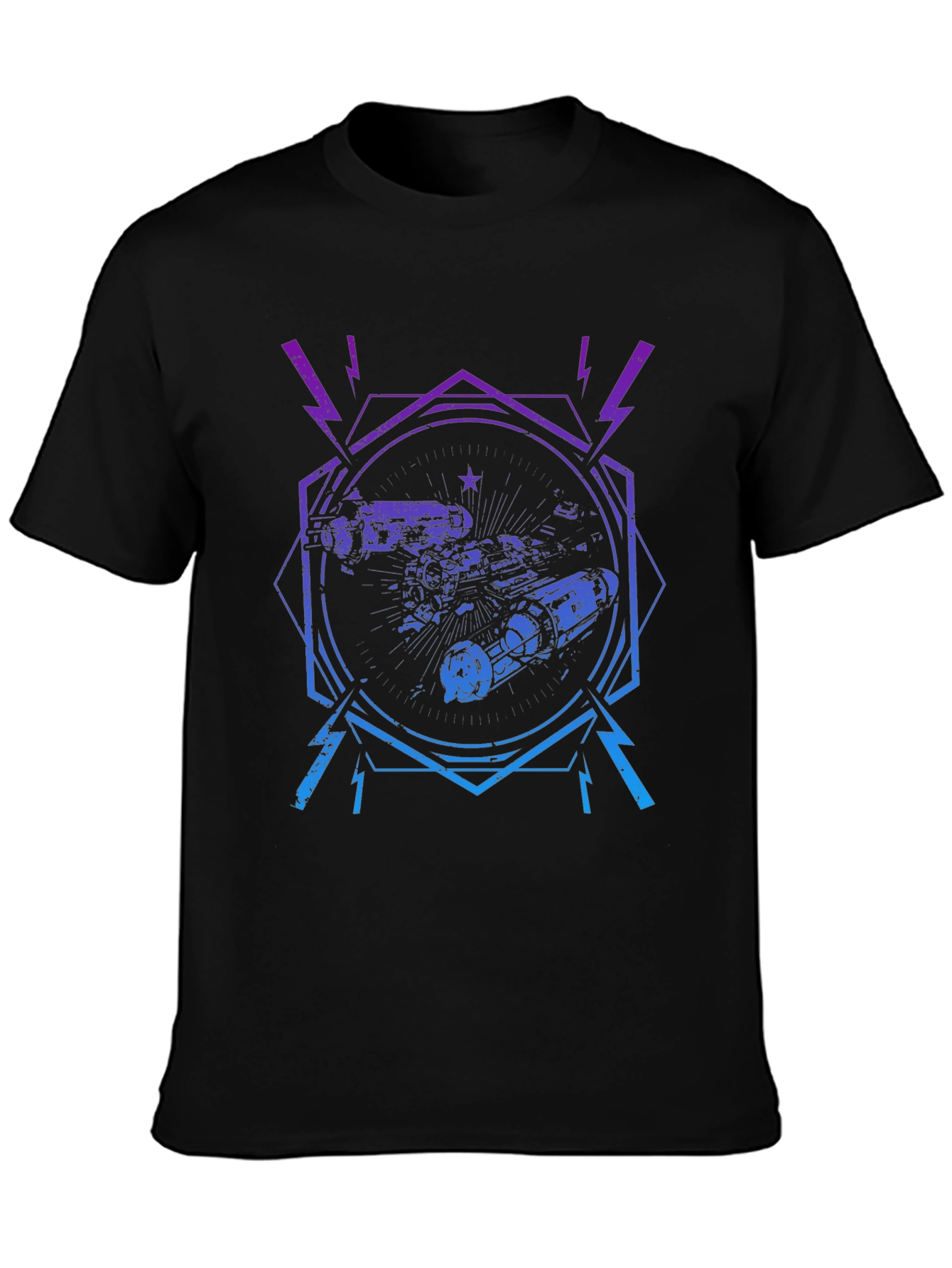 Retro Spacecraft Graphic Tee - Black