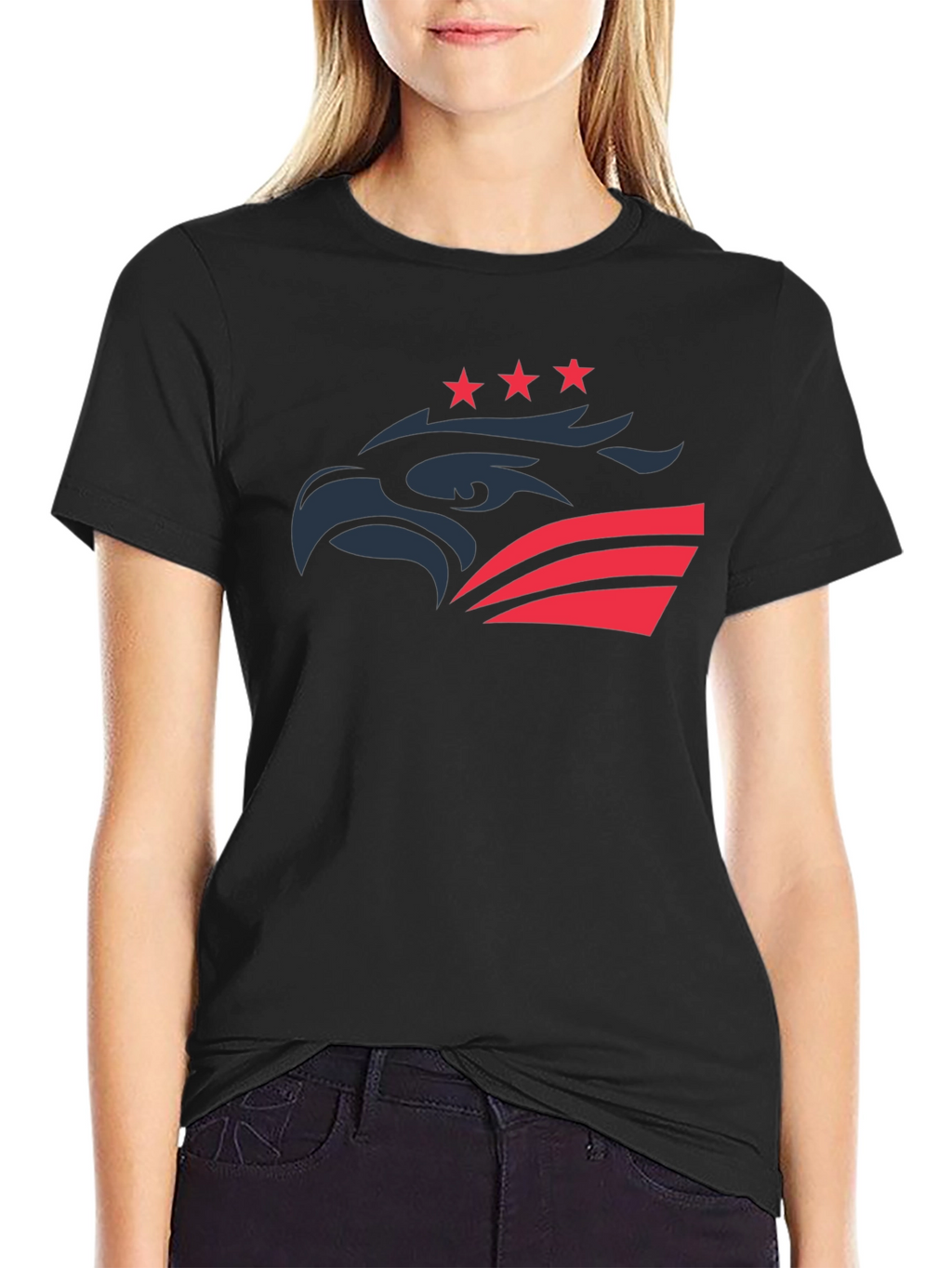 Patriotic Eagle Graphic Tee - Black