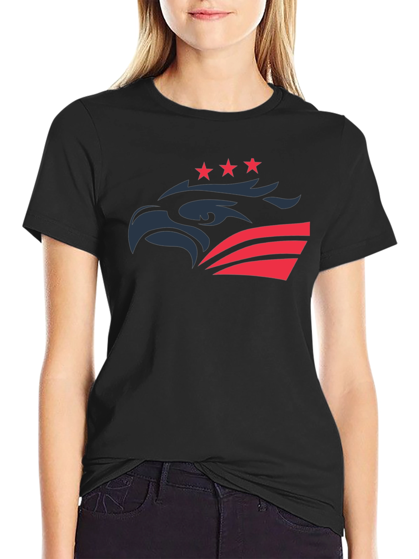 Patriotic Eagle Graphic Tee - Black