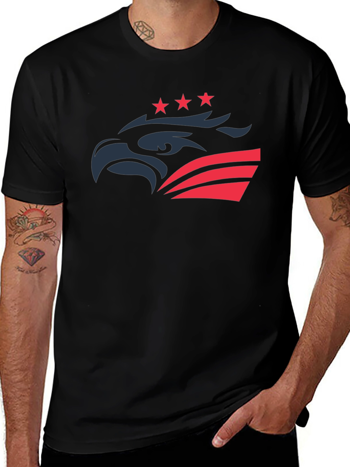 Patriotic Eagle Graphic Tee - Black