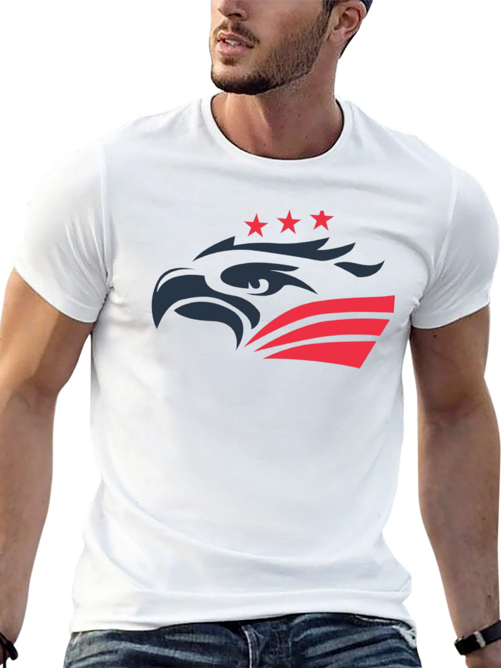 Patriotic Eagle Graphic Tee - Black