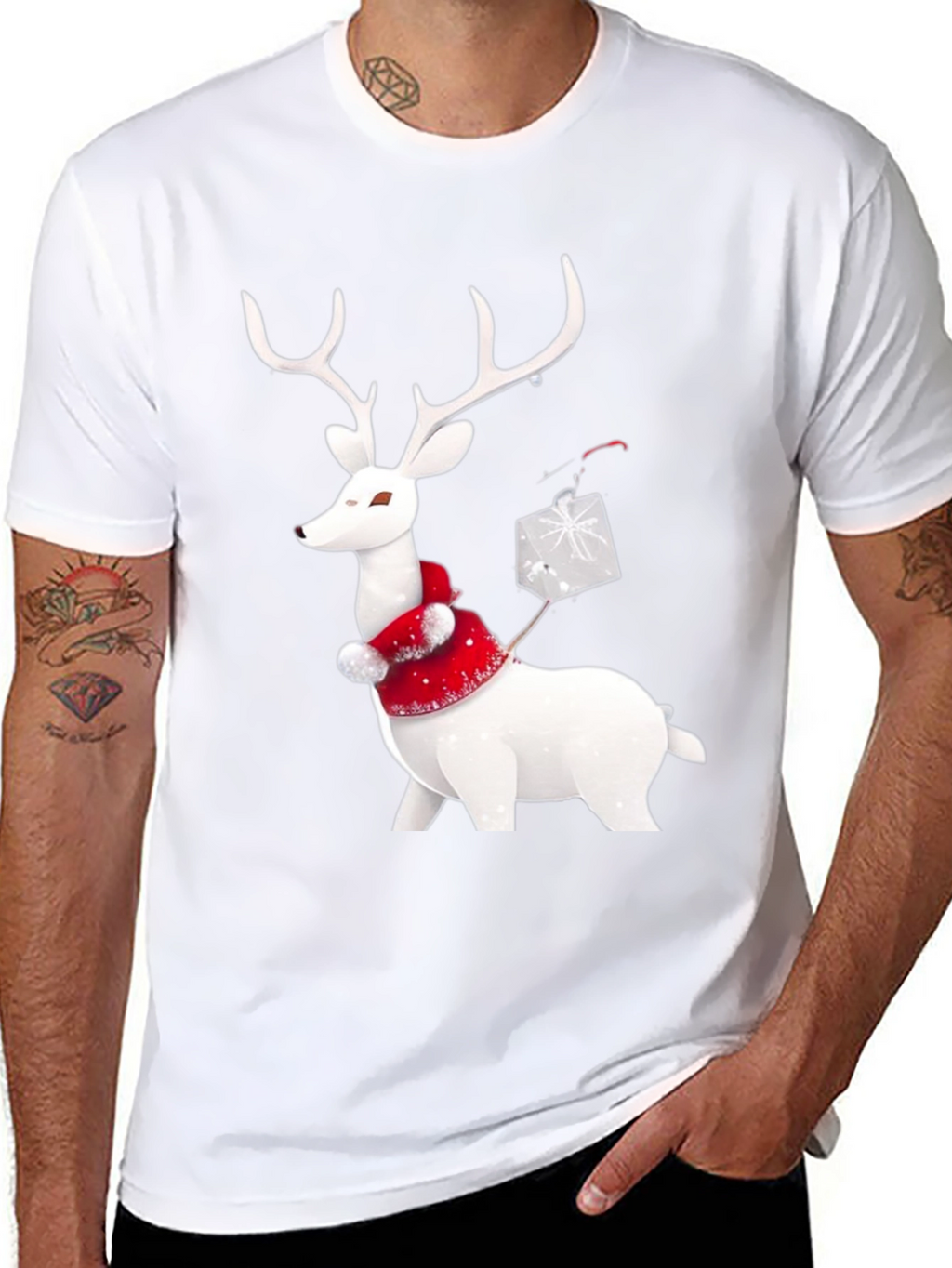 Festive Reindeer Graphic Tee - Holiday Apparel
