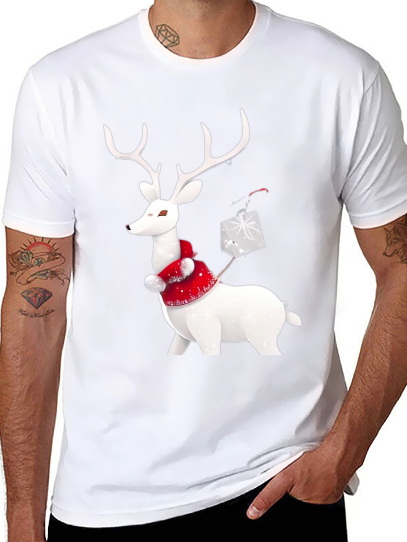 Festive Reindeer Graphic Tee - Holiday Apparel