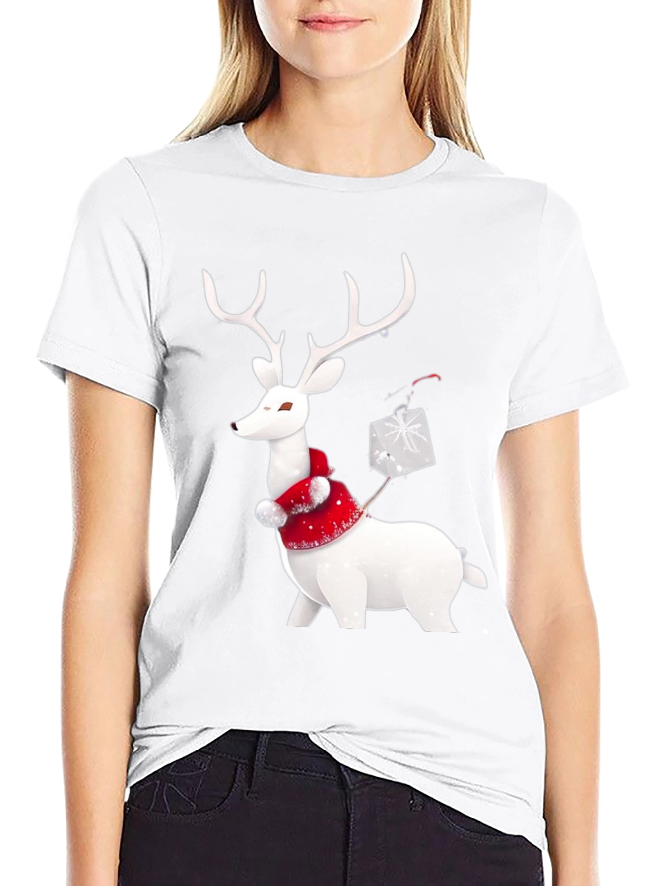 Festive Reindeer Graphic Tee - Holiday Apparel