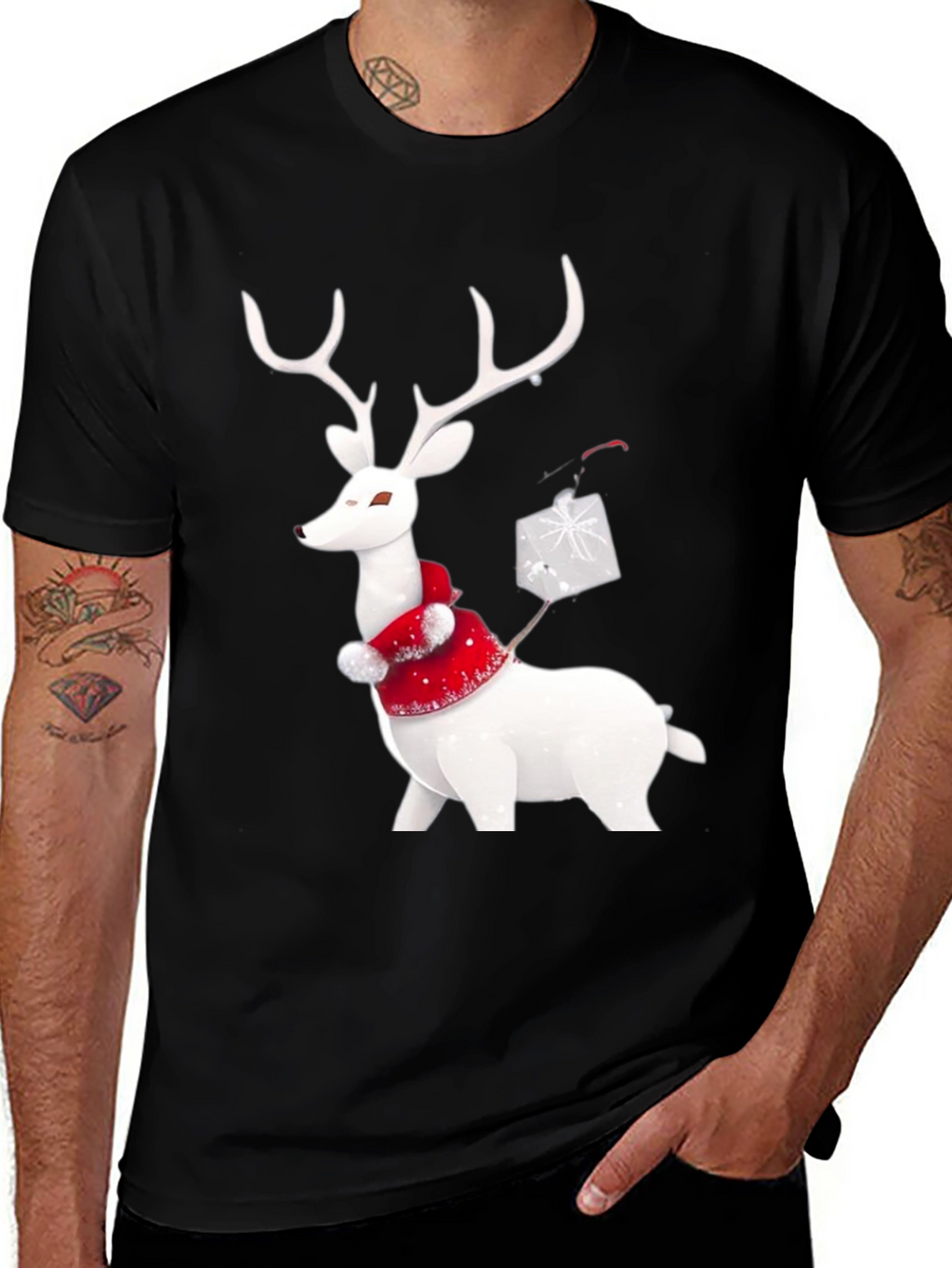 Festive Reindeer Graphic Tee - Holiday Apparel