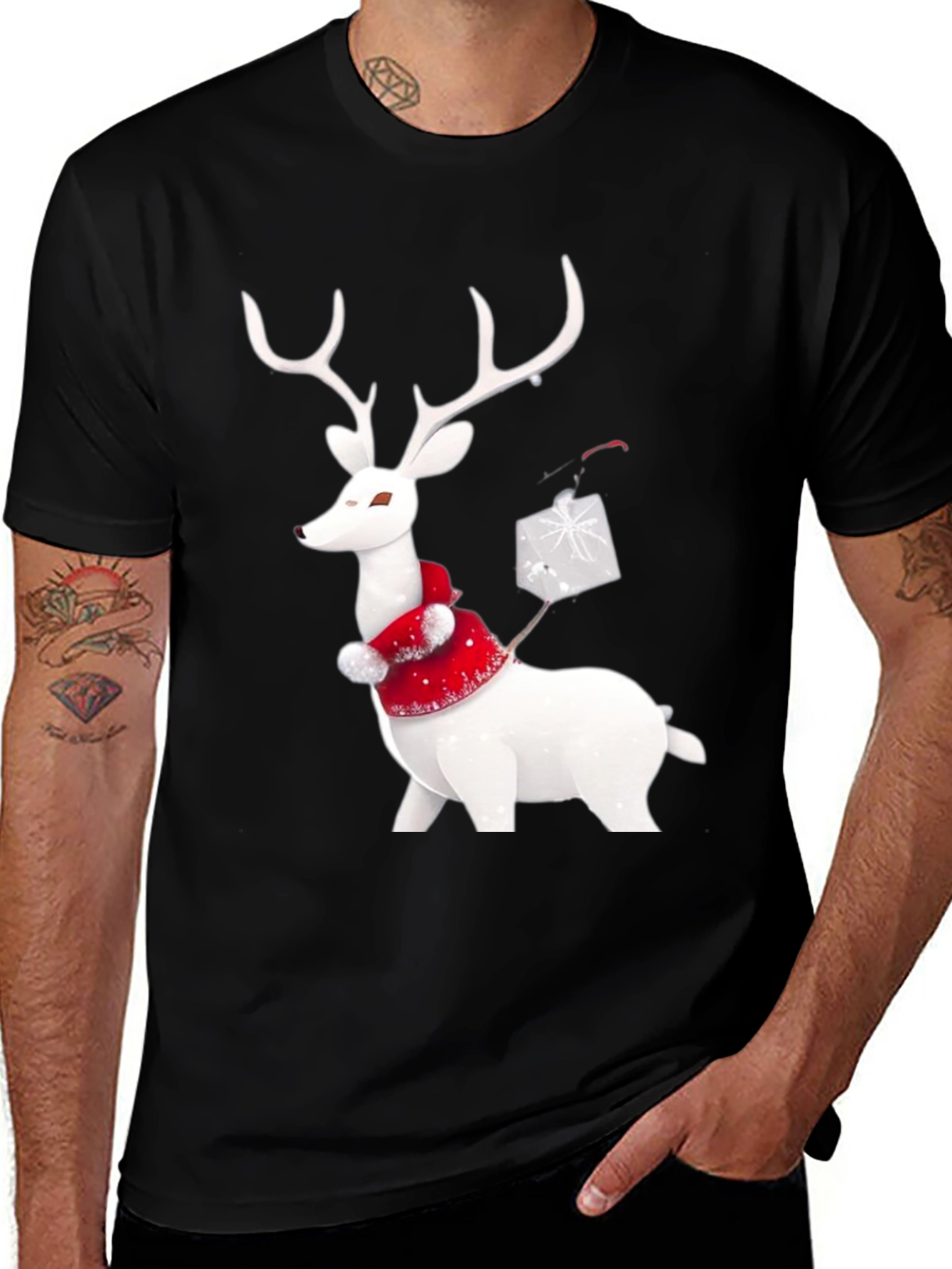 Festive Reindeer Graphic Tee - Holiday Apparel
