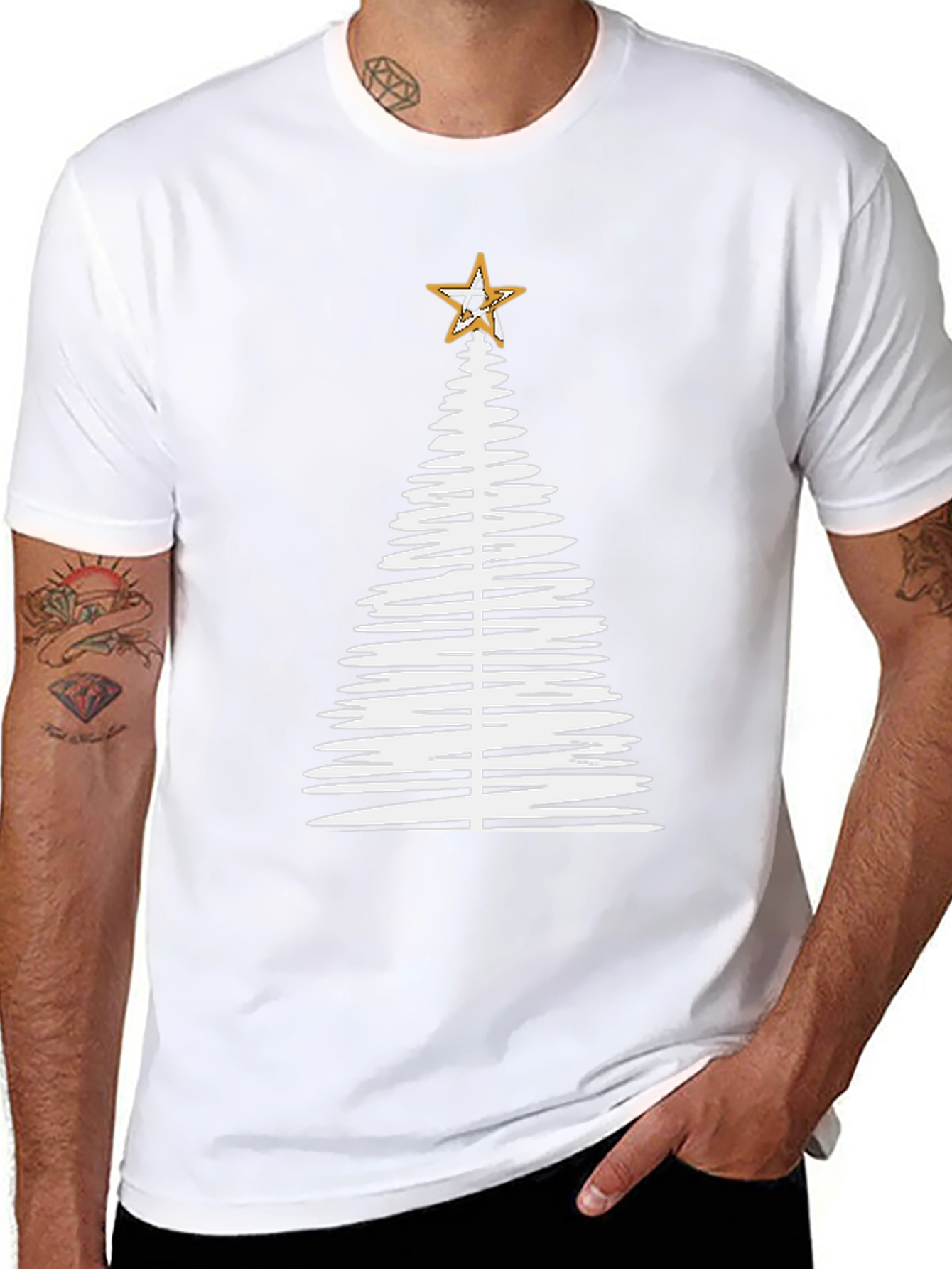 Christmas Tree Star Black Graphic Tee