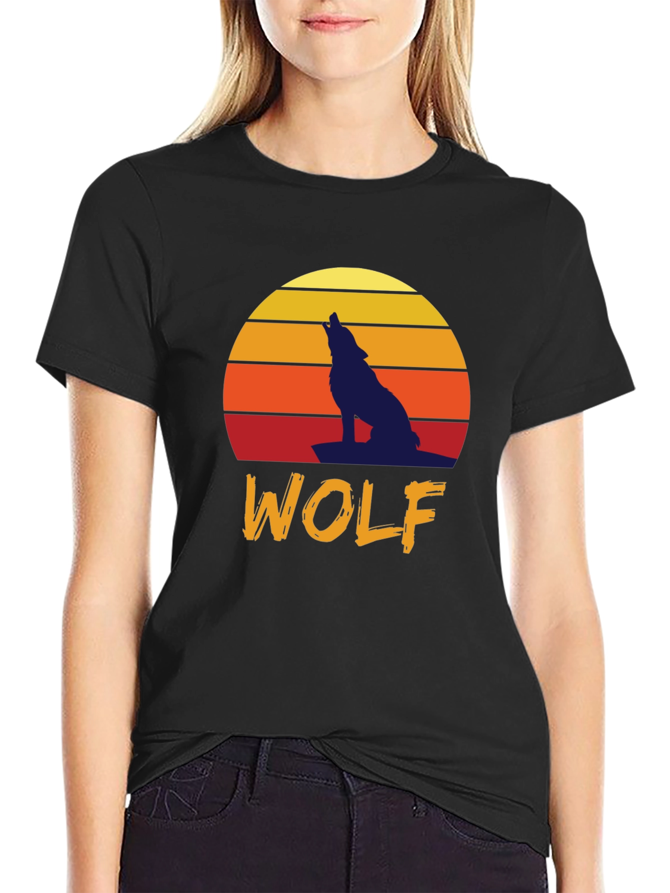 Wolf Sunset Graphic Tee - Vintage Style T-Shirt