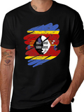 Eswatini Flag Brushstroke T-Shirt - Black