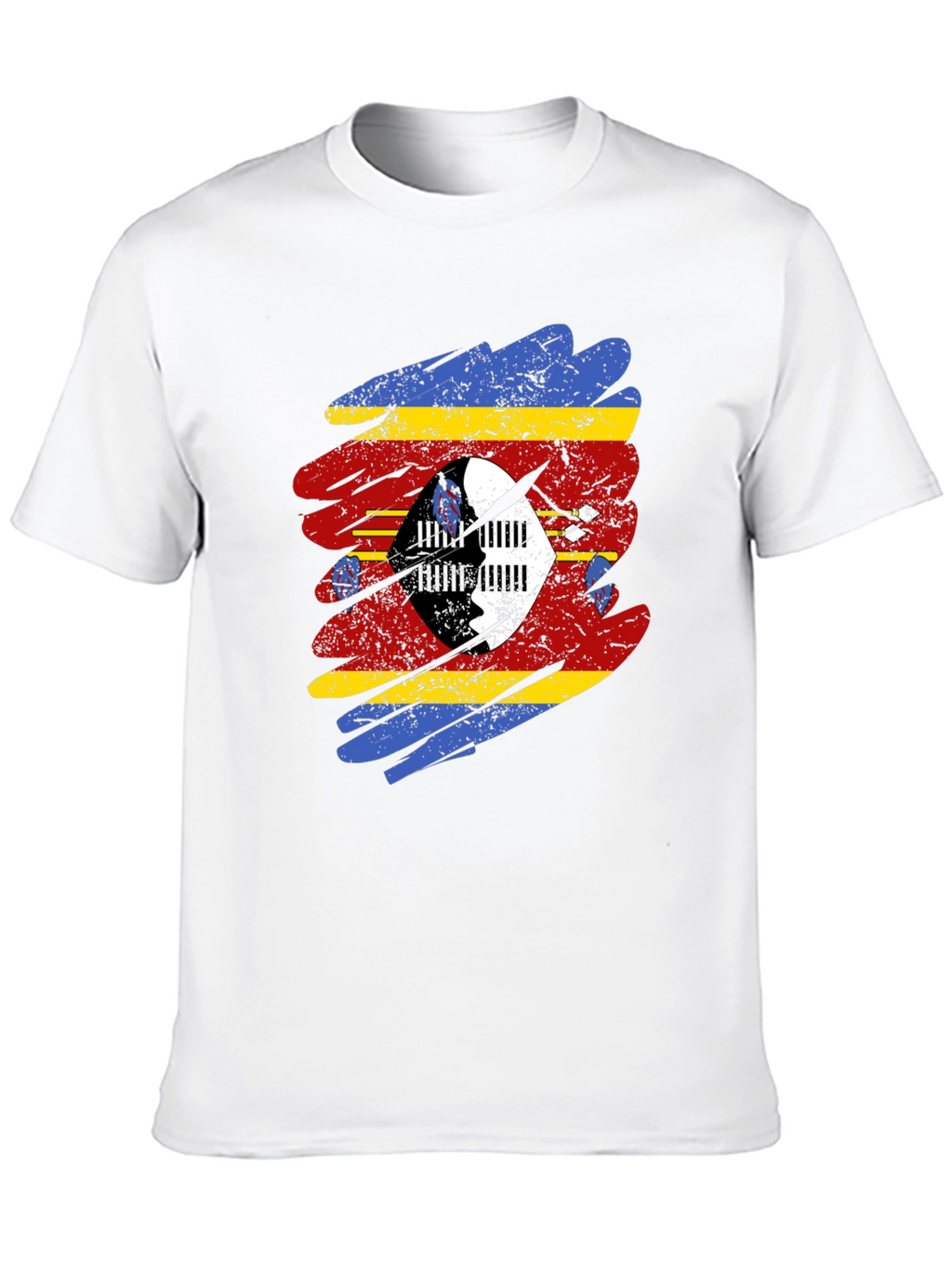 Eswatini Flag Brushstroke T-Shirt - Black