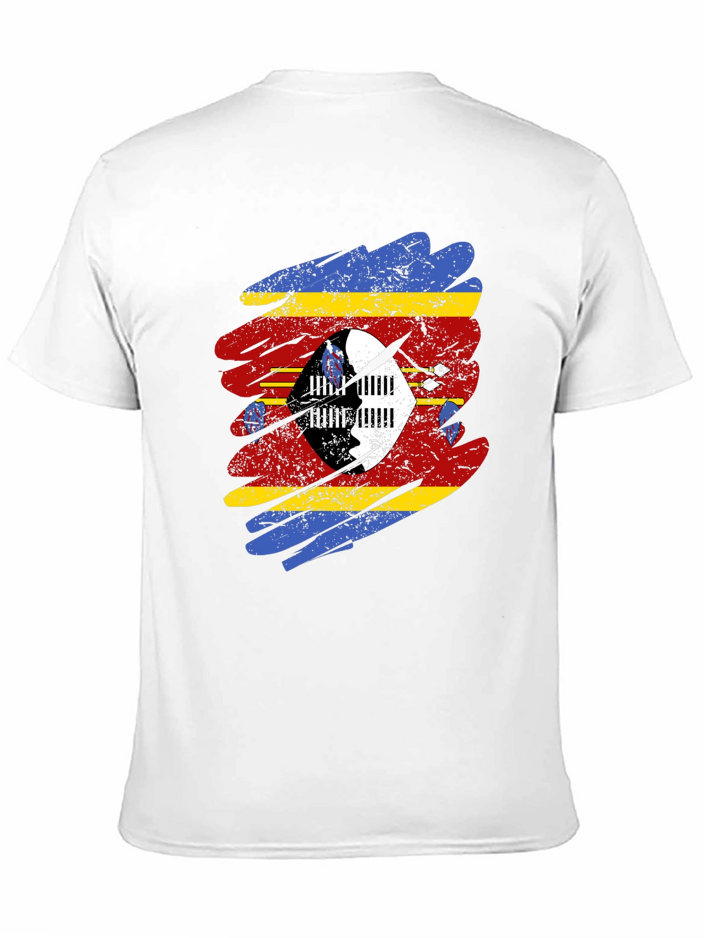 Eswatini Flag Brushstroke T-Shirt - Black