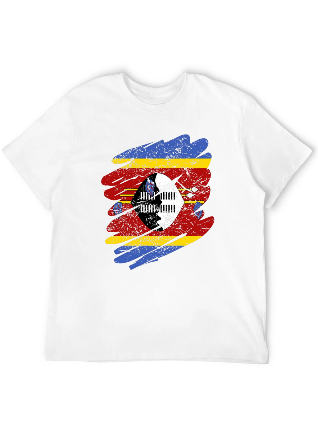 Eswatini Flag Brushstroke T-Shirt - Black