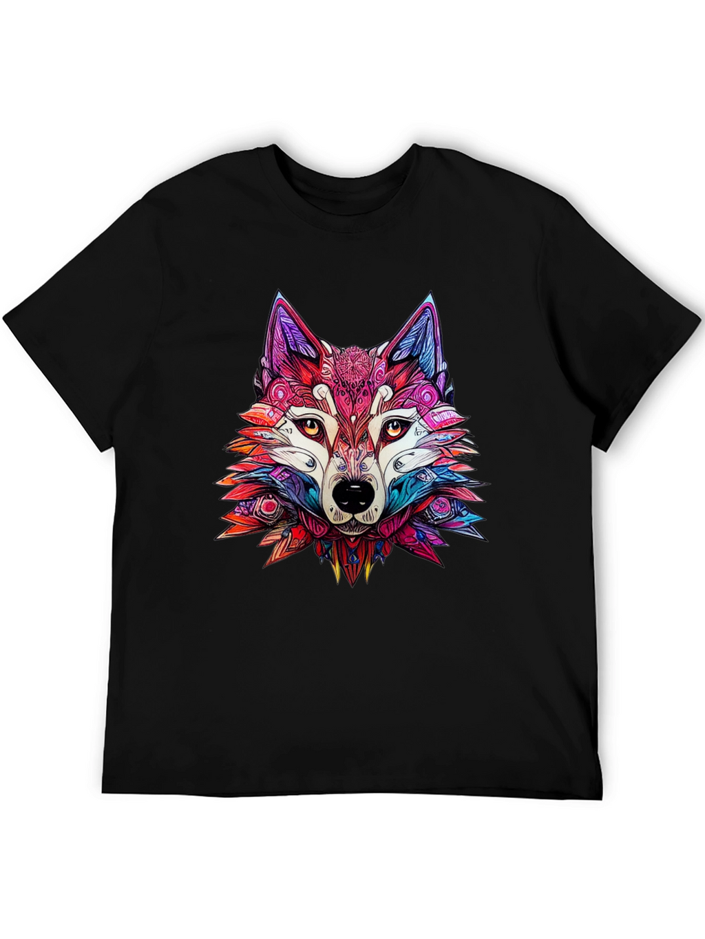 Vibrant Wolf Graphic Tee - Stylish Animal Print Shirt